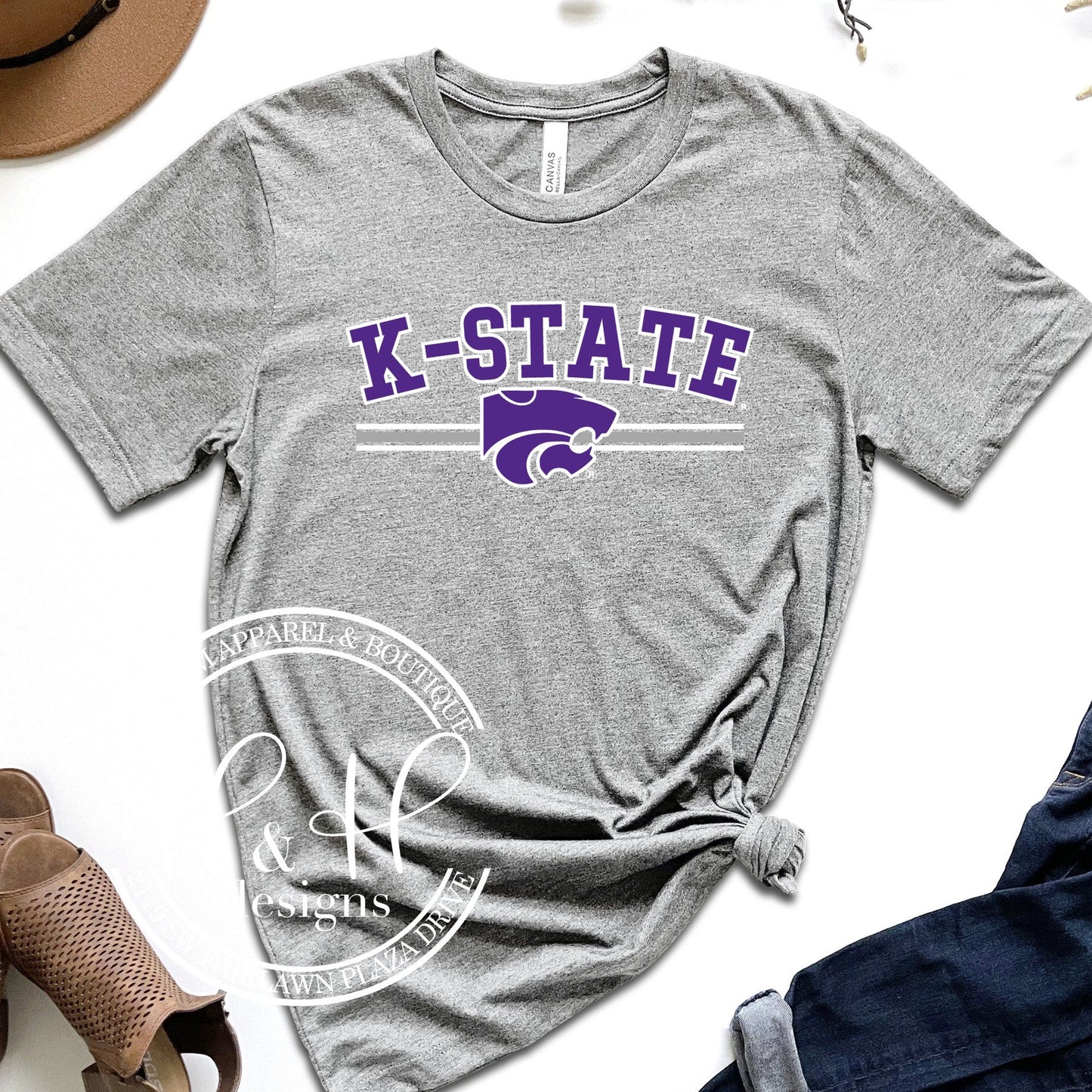 K-State Mock Patch Triple Lines ~ HHKSU105 ~ Licensed Apparel
