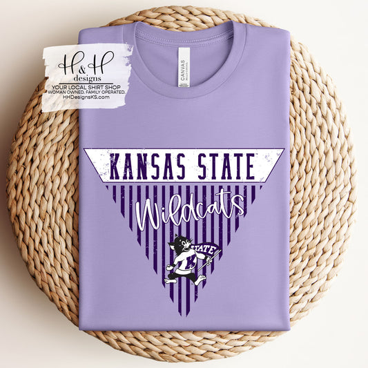 K-State Striped Pennant for Dark Lavender ~ Licensed Apparel ~ HHKSU197