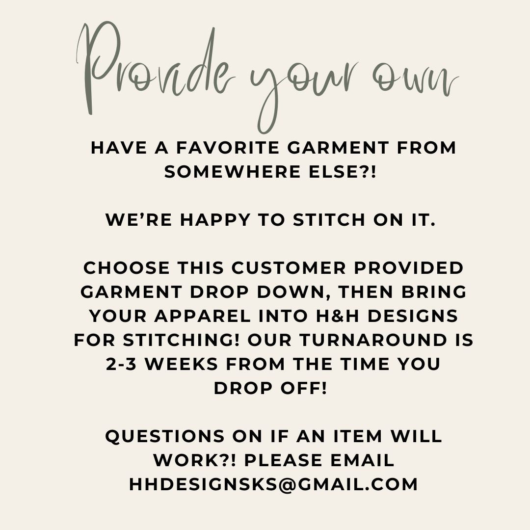 FSGC Embroidery ~ Multiple Garment Styles Available