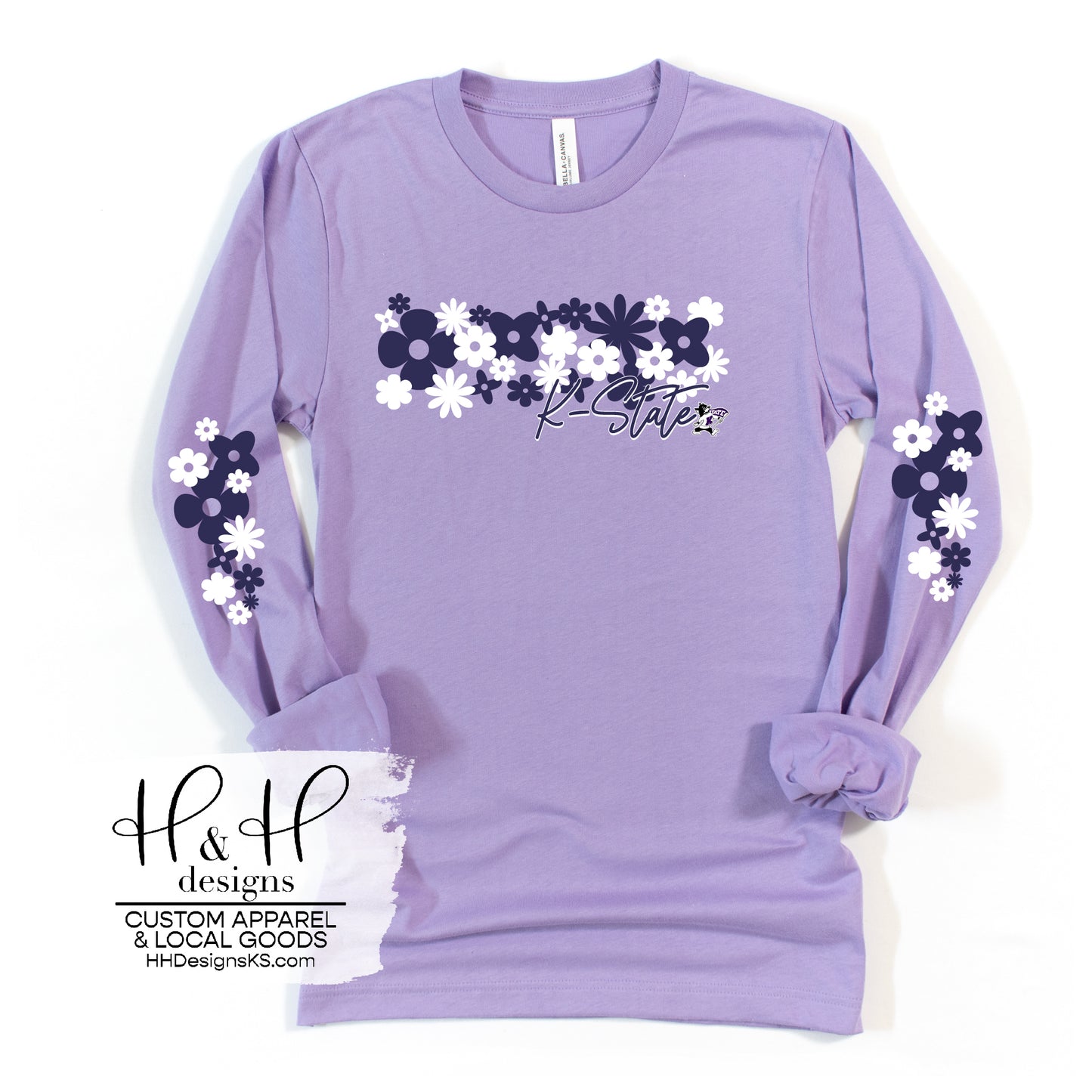 Dark Purple K-State Floral Scatter  ~ Licensed Apparel ~ HHKSU170