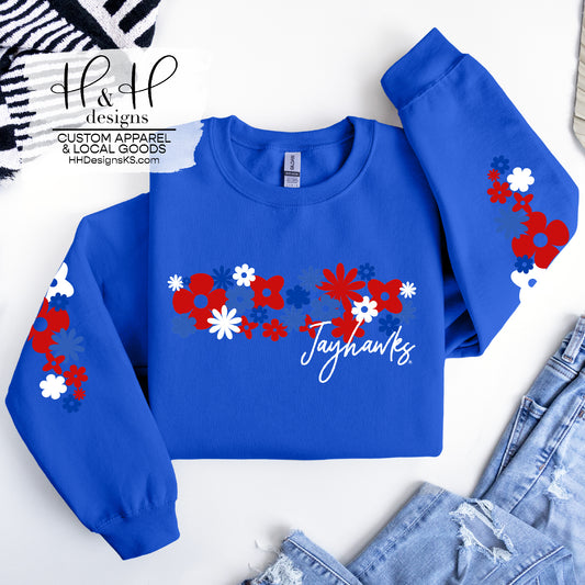 University of Kansas Floral Scatter ~ Licensed Apparel ~ HHKU135