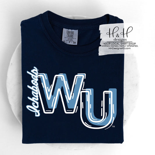 WU Ichabods Sketch Initials ~ Licensed Apparel ~ HHWU248