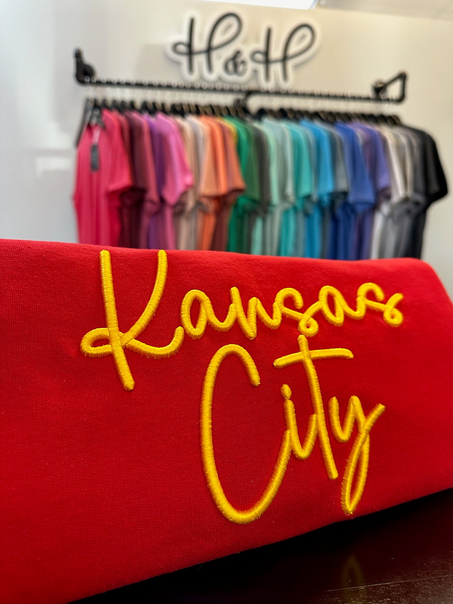 Kansas City Puff Script 3D Embroidery H&H Designs LLC