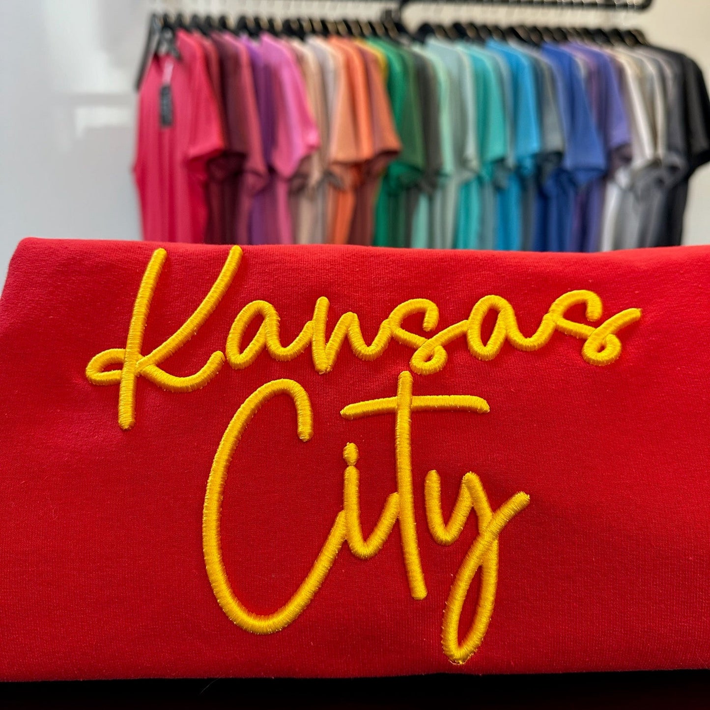 Kansas City Puff Script - 3D  Embroidery