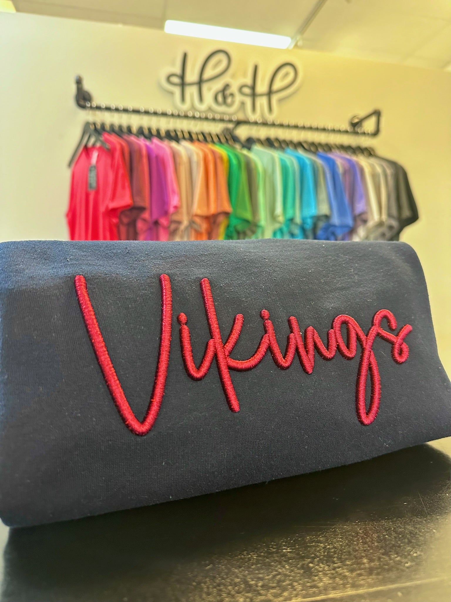 Vikings Puff Script 3D Embroidery H&H Designs LLC