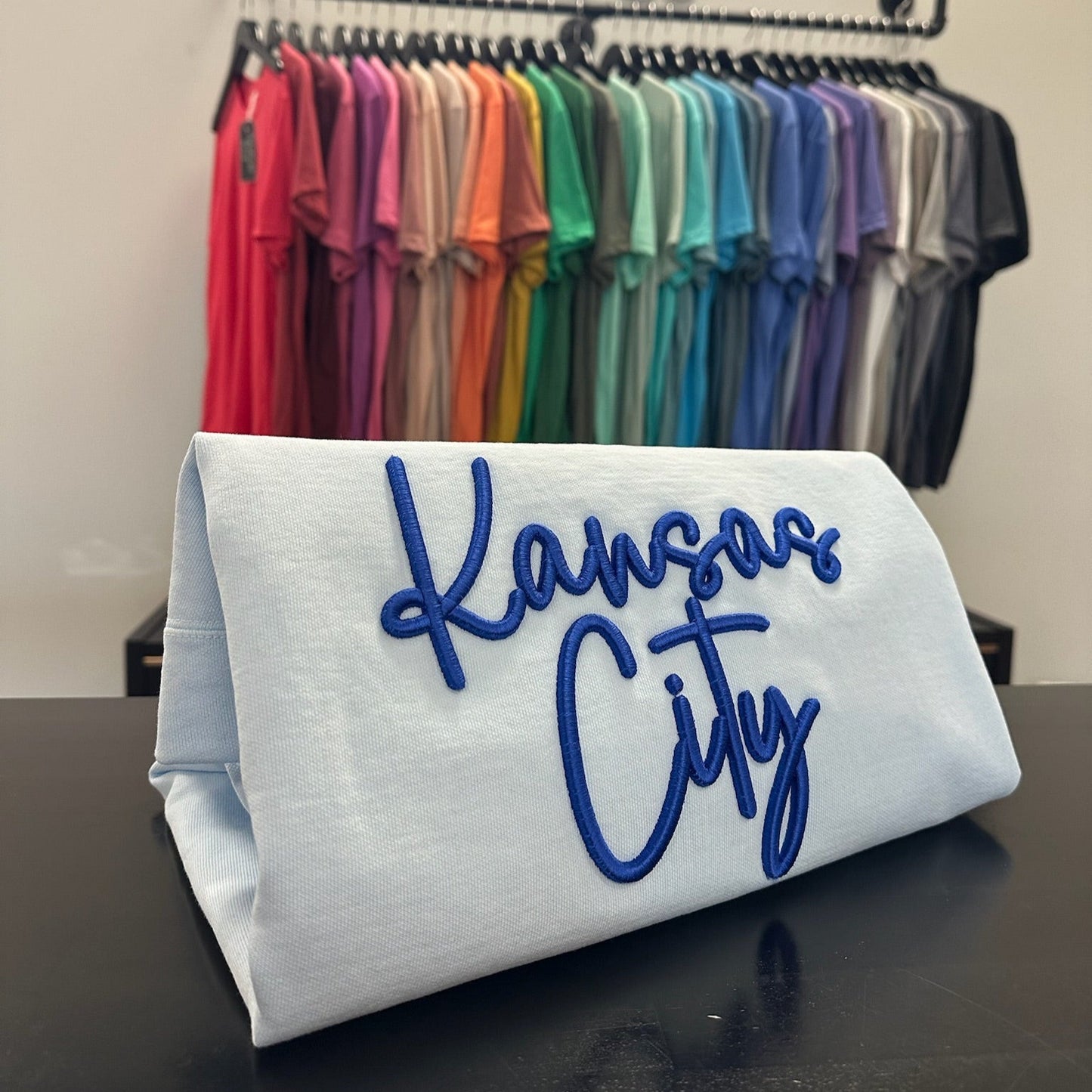 Kansas City Puff Script - 3D Embroidery
