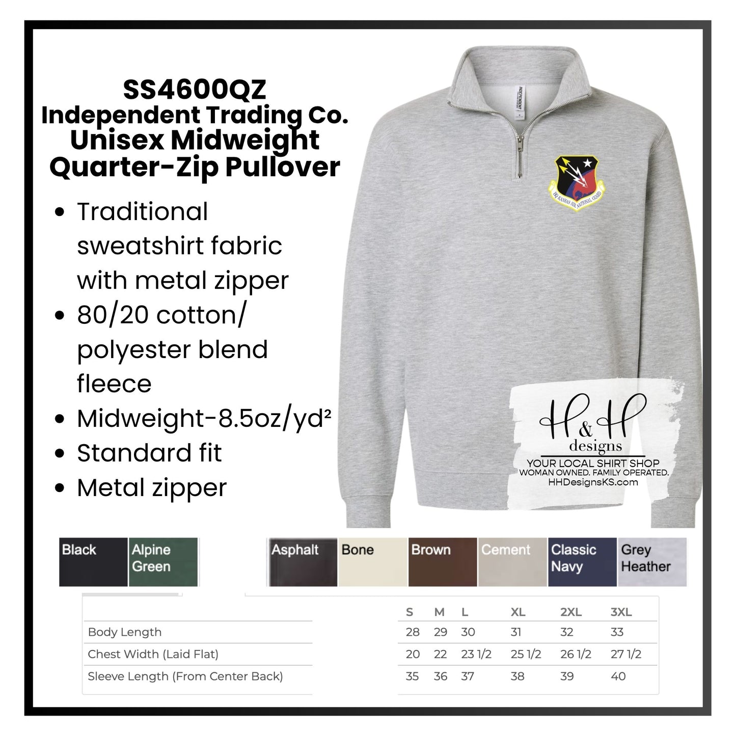 HQ Kansas Air National Guard - Unisex Quarter Zip