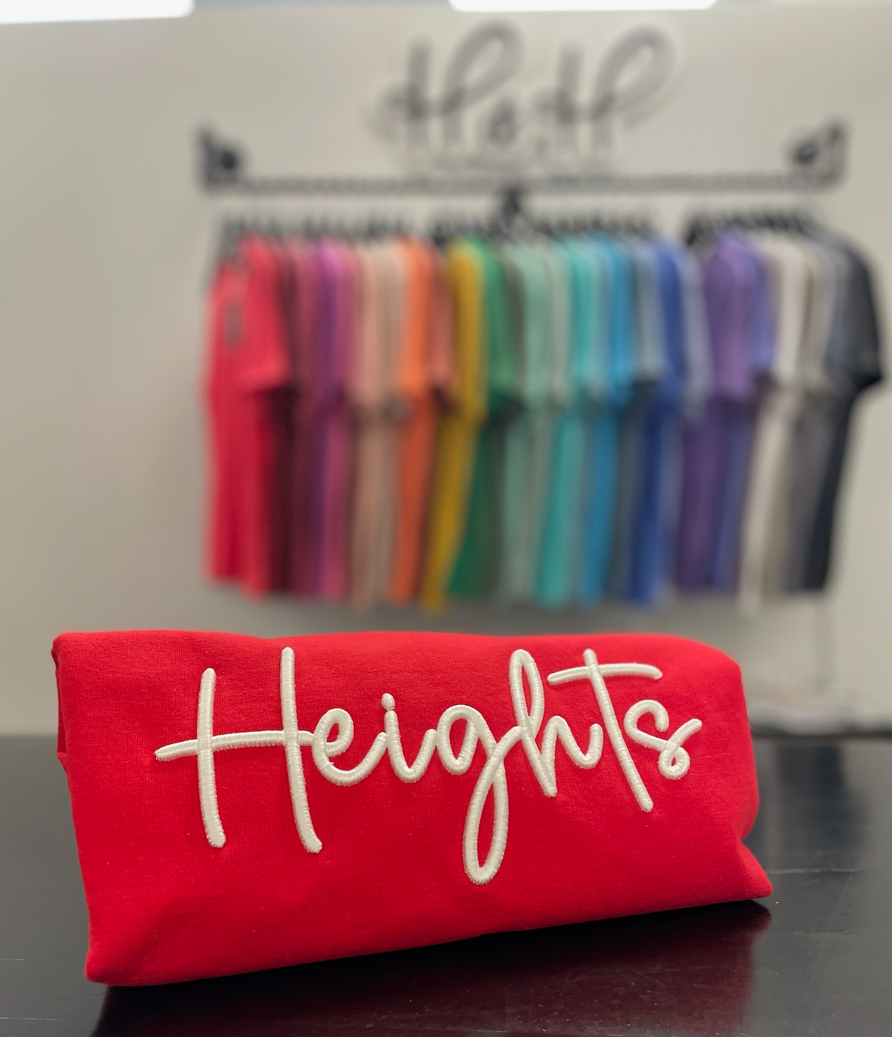 Heights 3D Script Embroidery