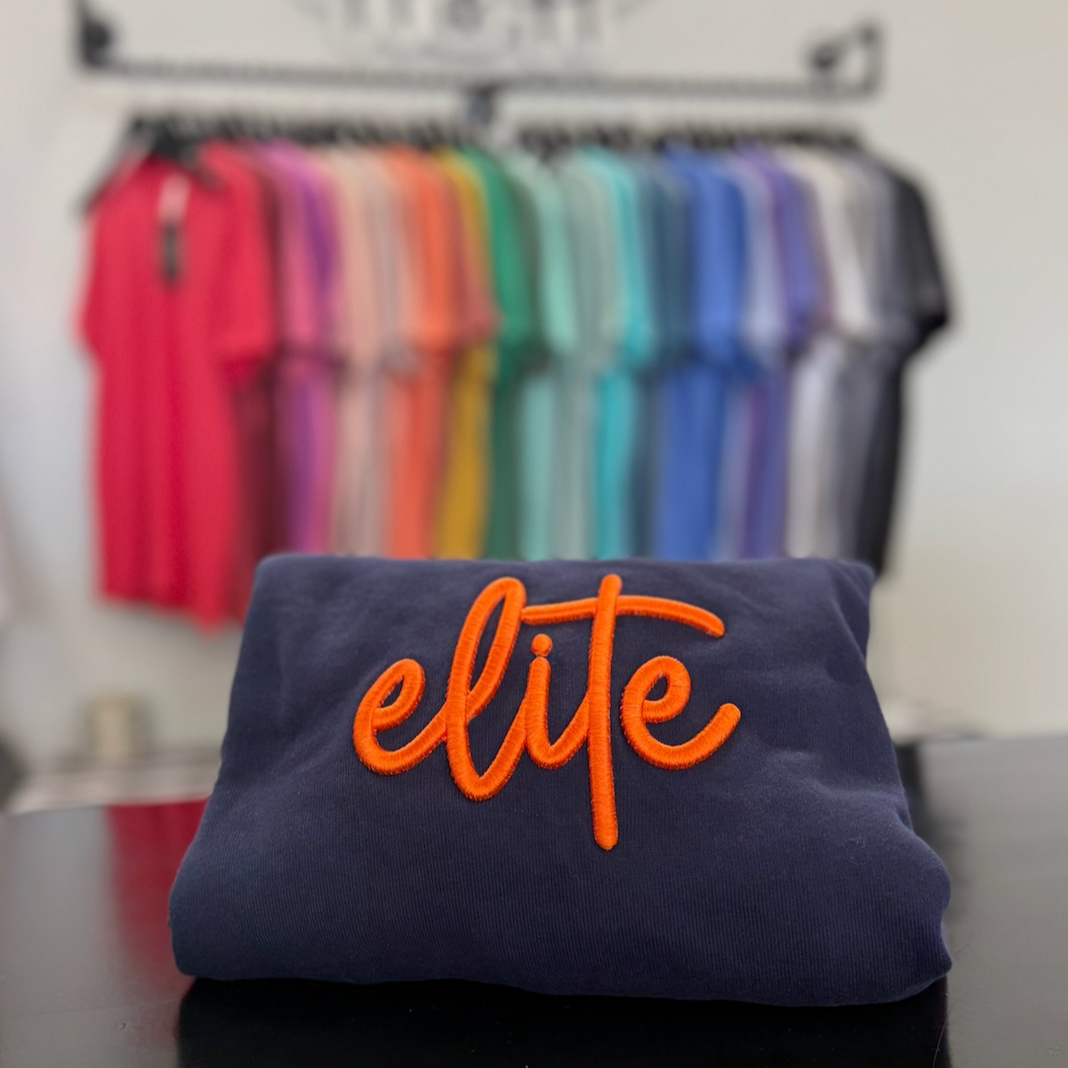 elite Puff Script - 3D Embroidery