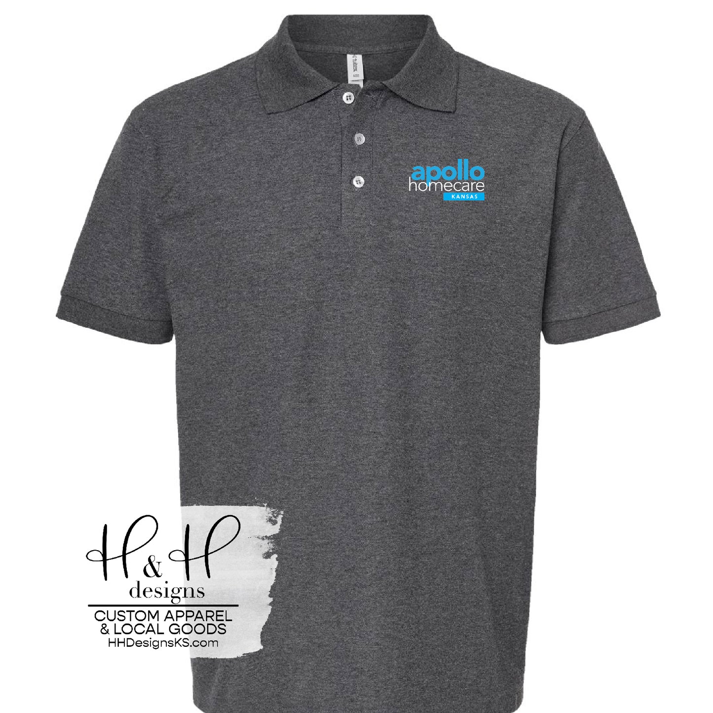 Apollo Tultex Polo- White and blue pocket logo
