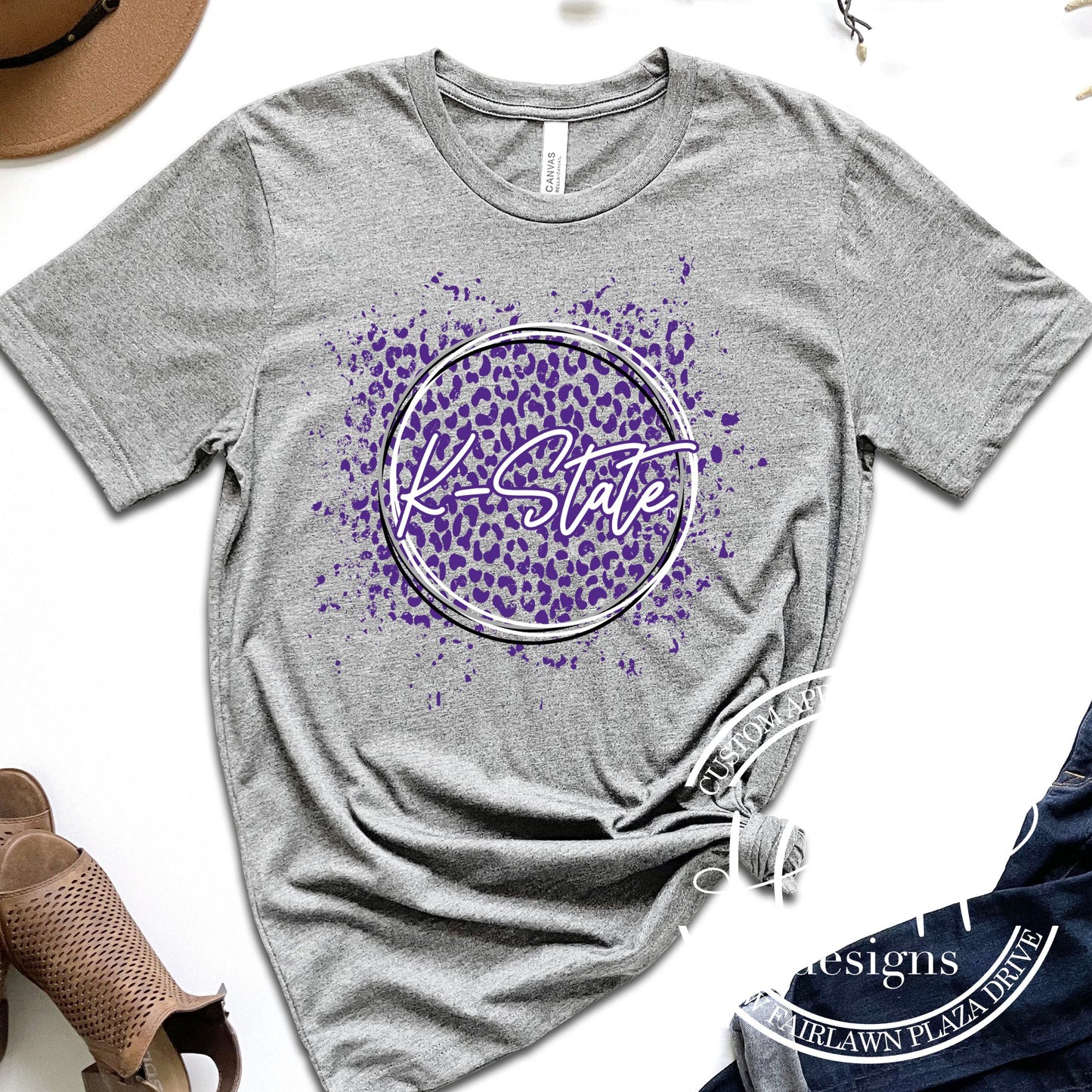 K-State Round Leopard Splatter - HHKSU103 - Licensed Apparel