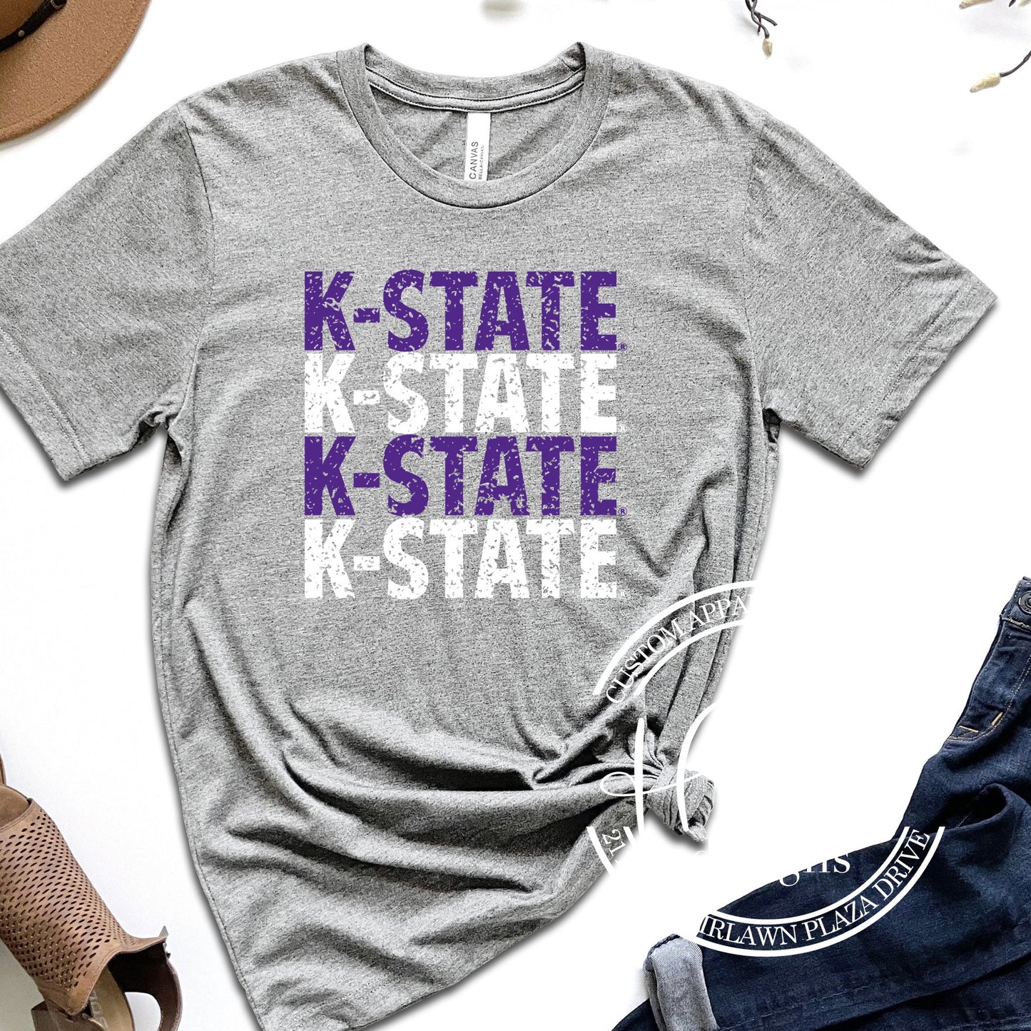 K-State Distressed Stack - HHKSU107 - Licensed Apparel