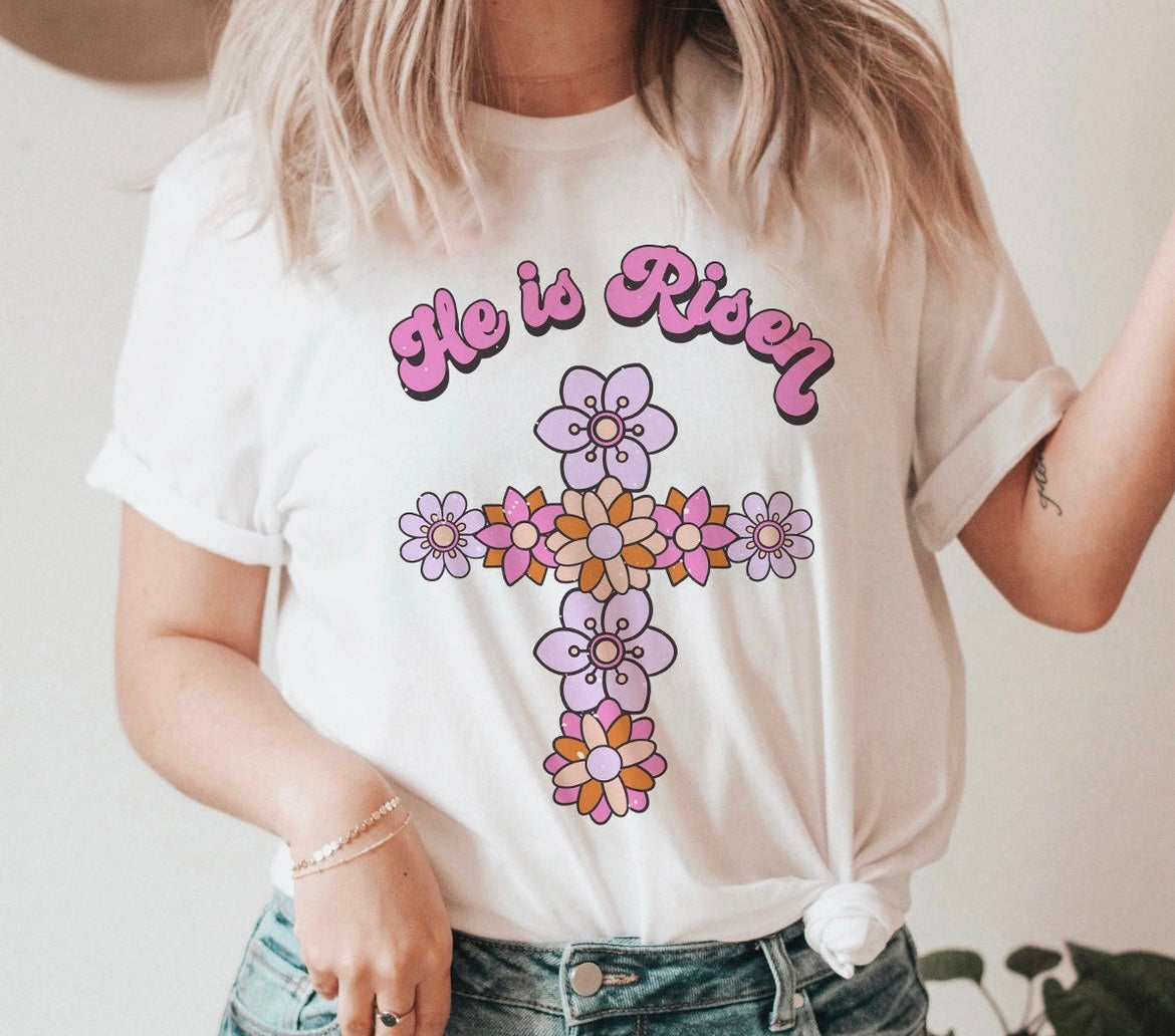 He is Risen Floral Cross - Easter Collection