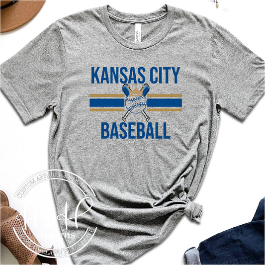 Kansas City Baseball Triple Line with Crown