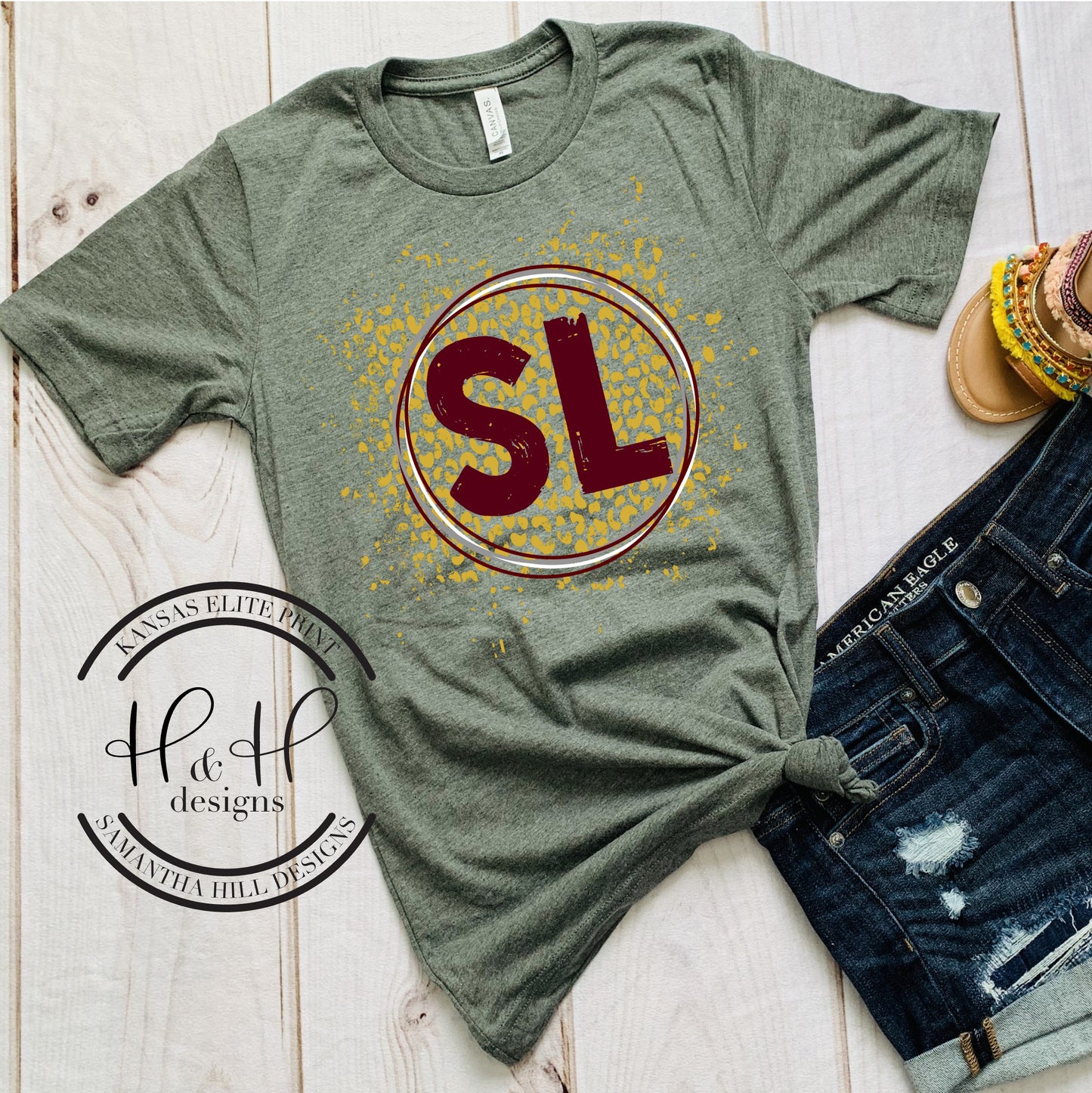 Silver Lake Eagles Round Leopard Splatter