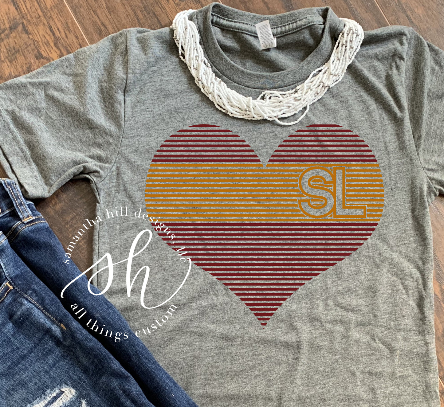 Silver Lake lined heart