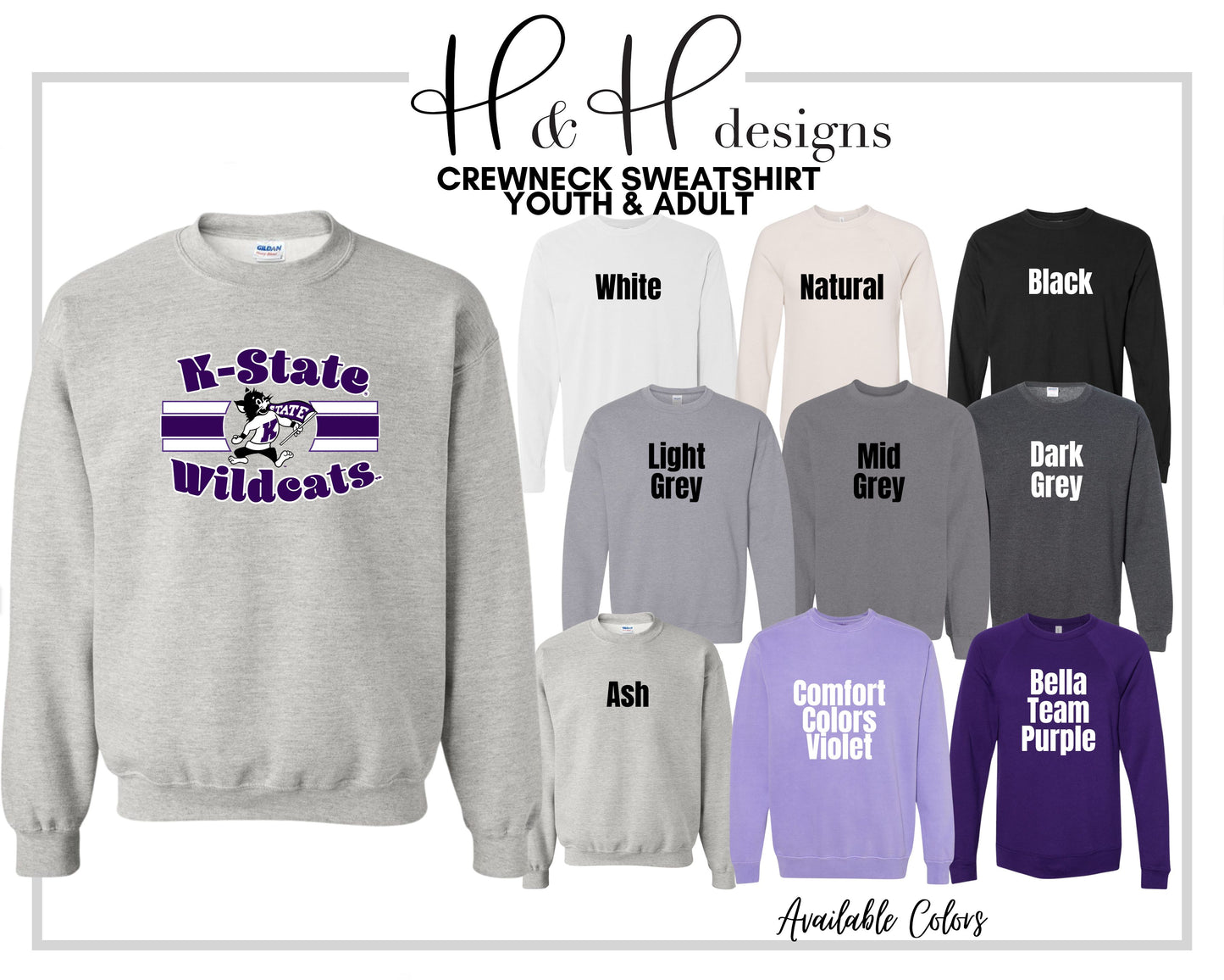 K-State Wildcats Classic Triple Line With Logo ~ HHKSU128 ~ Licensed K-State Apparel