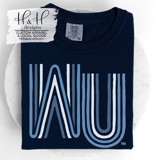 WU Lined Initials ~ Washburn University Licensed Apparel ~ HHWU159