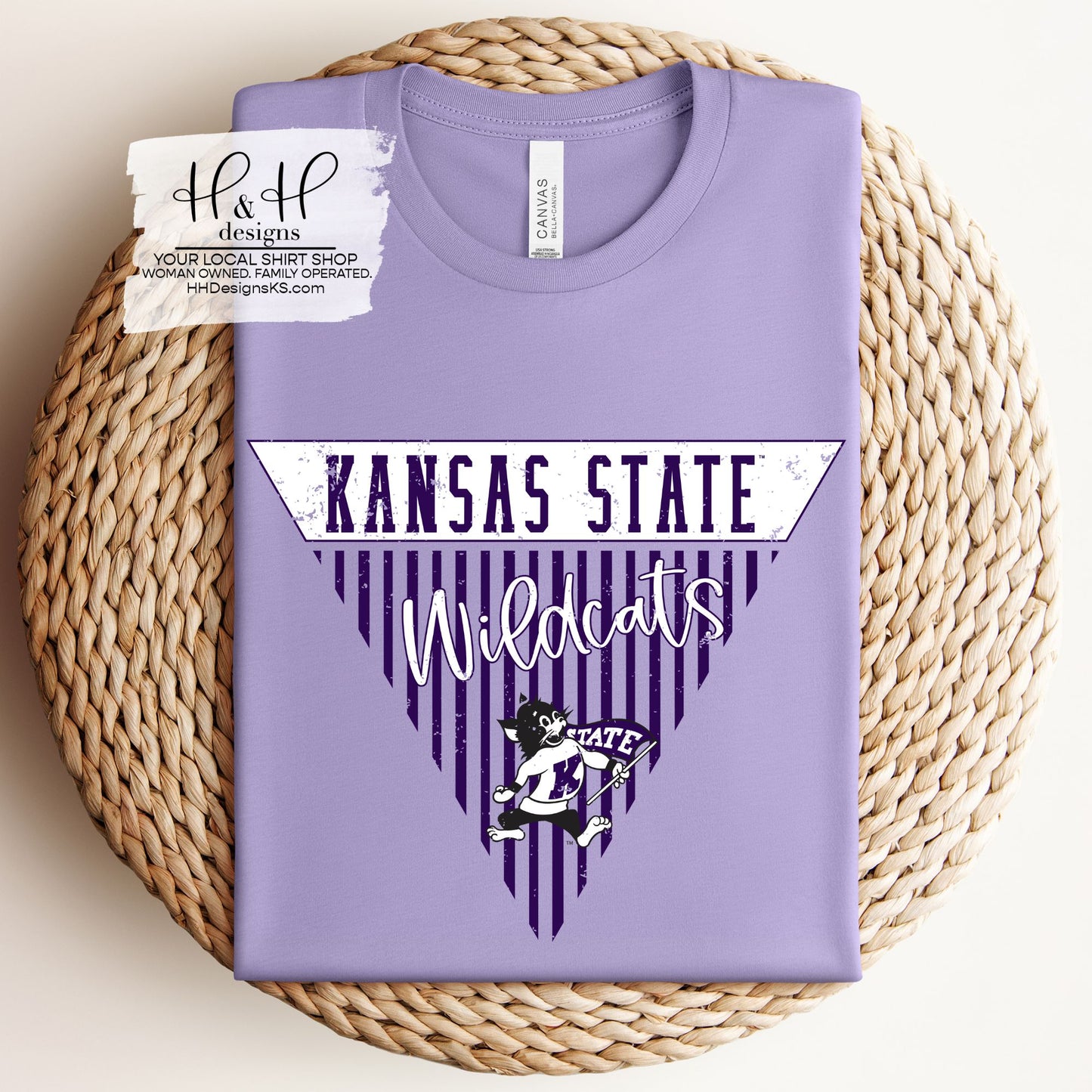 K-State Striped Pennant for Dark Lavender ~ Licensed Apparel ~ HHKSU197