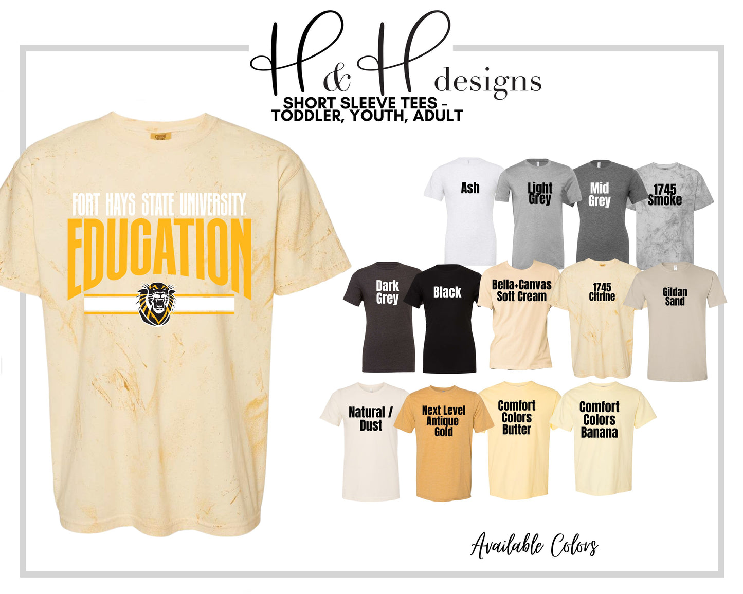 Fort Hays State Education Warp  ~ Licensed Apparel ~ HHFHSU134