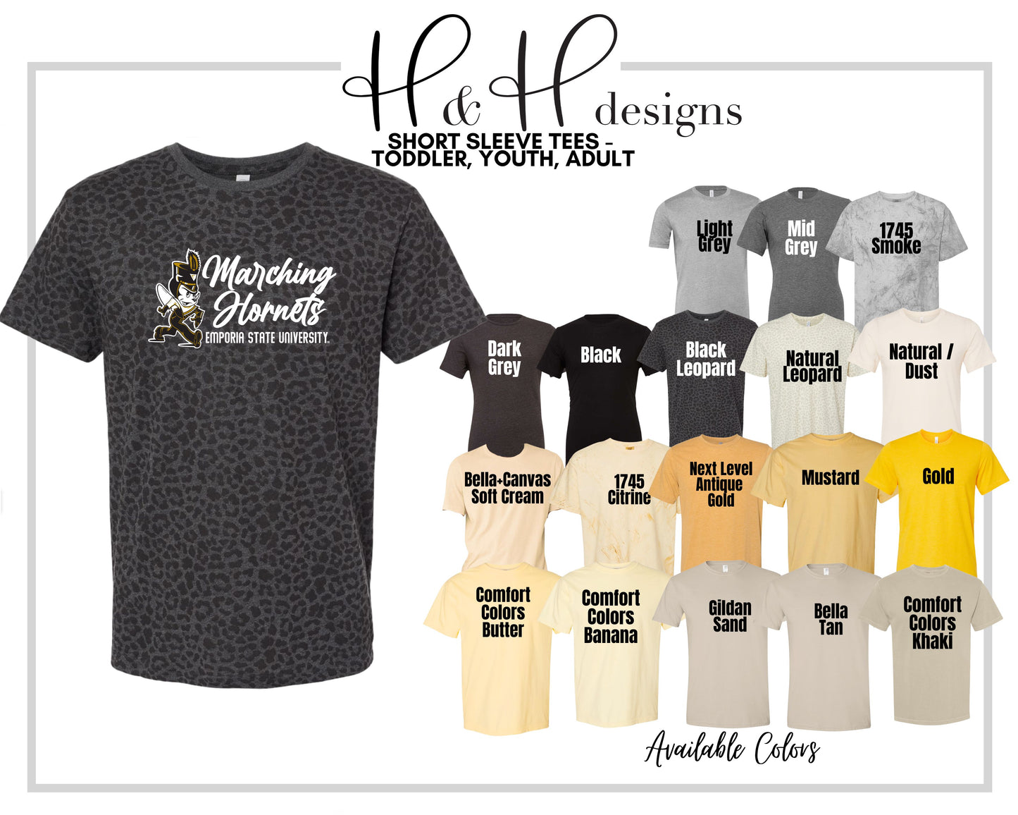 Emporia State University Marching Hornets Script ~ Licensed Apparel ~ HHESU152
