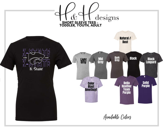 K-State Wildcats Lavender Hallow Outline ~ Licensed Apparel ~ HHKSU203