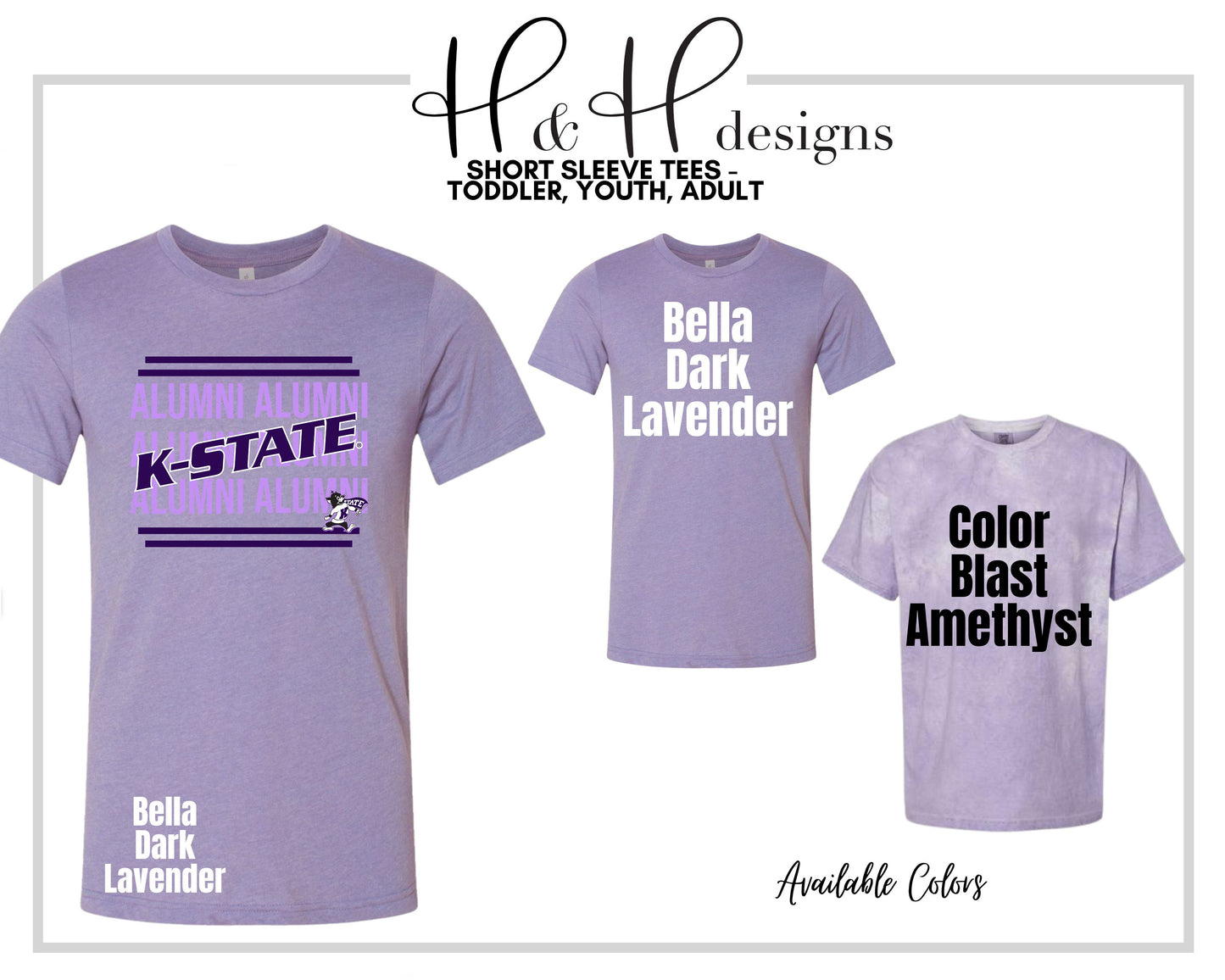 K-State Alumni Shadow for Dark lavender ~ Licensed Apparel ~ HHKSU200