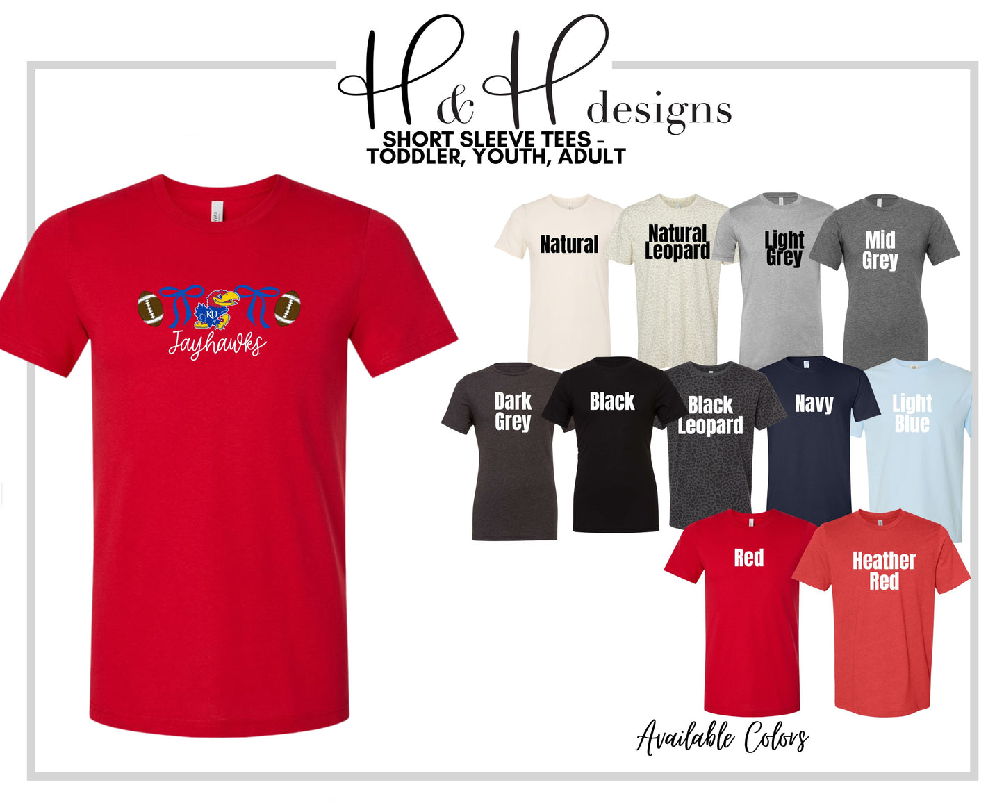 Jayhawks Coquette Bows  ~ Licensed Apparel ~ HHKU156