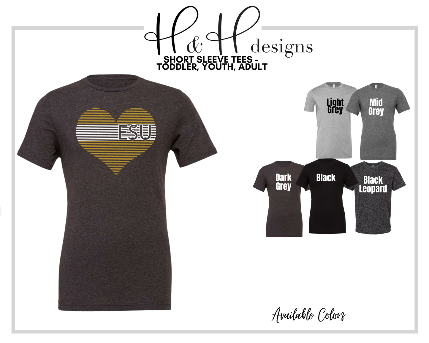 ESU Lined Heart ~ Licensed Apparel ~ HHESU116