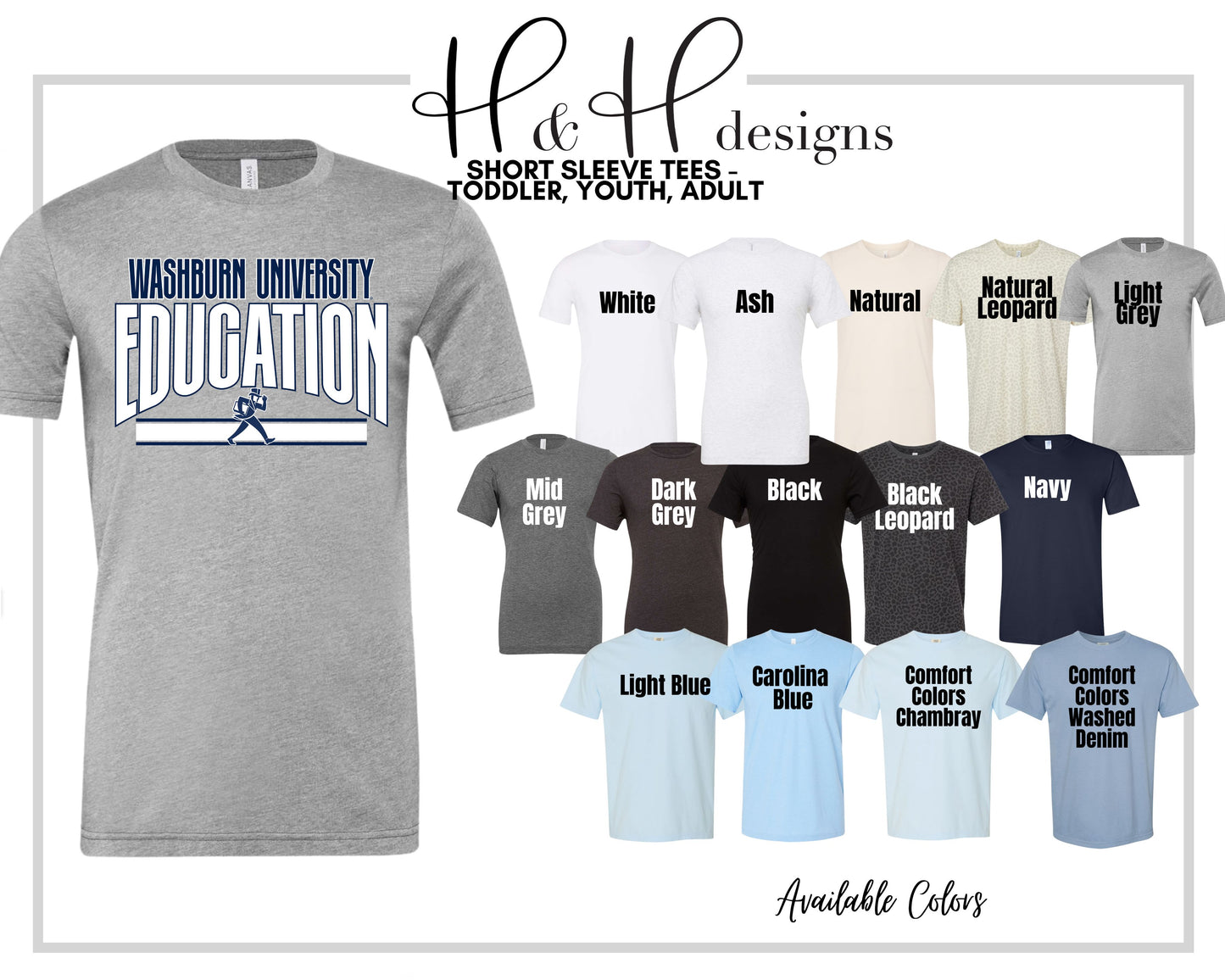 Washburn University Education Warp ~ Licensed Apparel ~ HHWU238