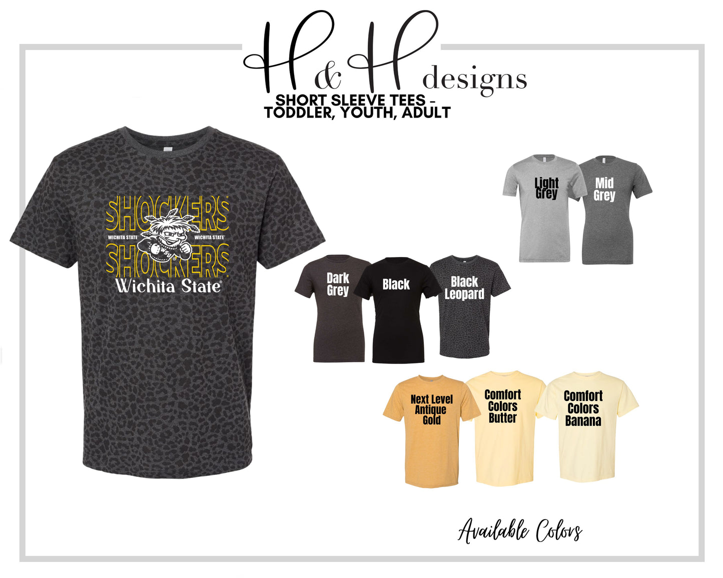 Wichita State Shockers Hallow Outline ~ Licensed Apparel ~ HHWSU130