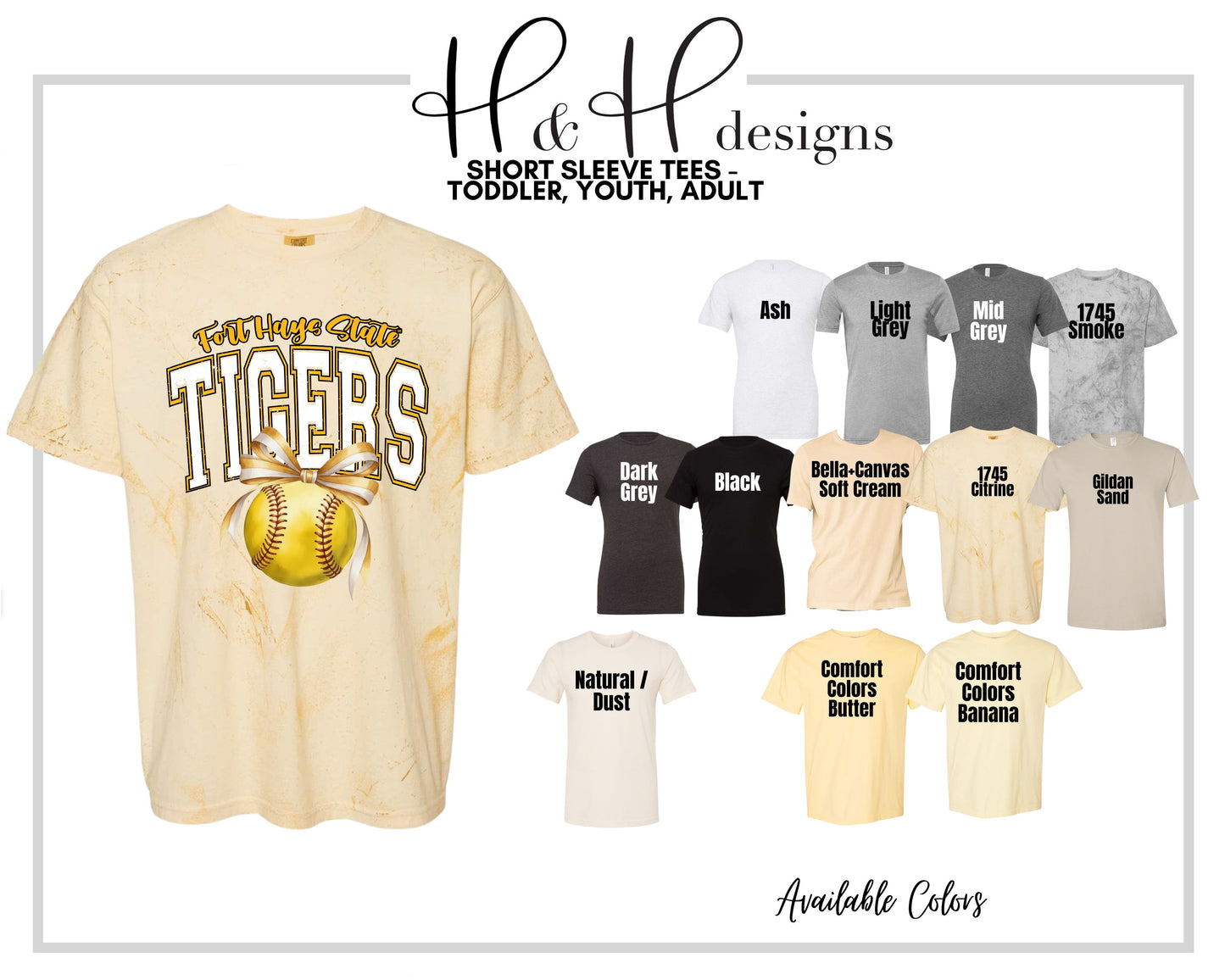 Fort Hays State Tigers Softball Block Bow ~ Licensed Apparel ~ HHFHSU136