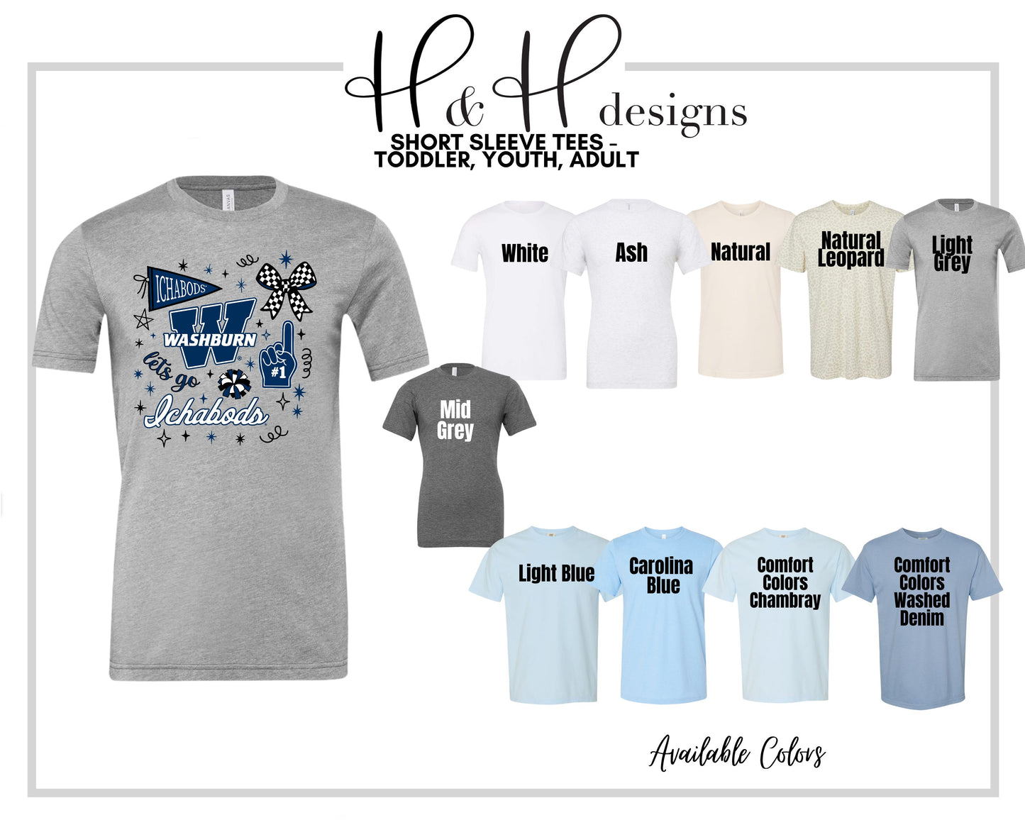 Washburn University Ichabods Game Day CHEER Spirit ~ Licensed Apparel ~ HHWU225