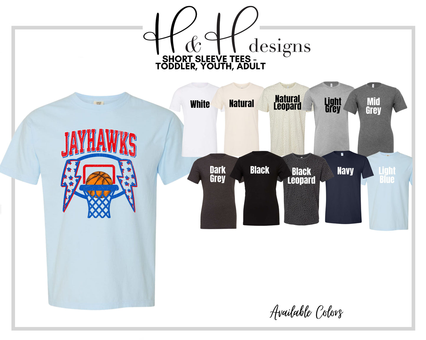 Jayhawks Lightning Bolt Basketball ~ Licensed Apparel ~ HHKU179