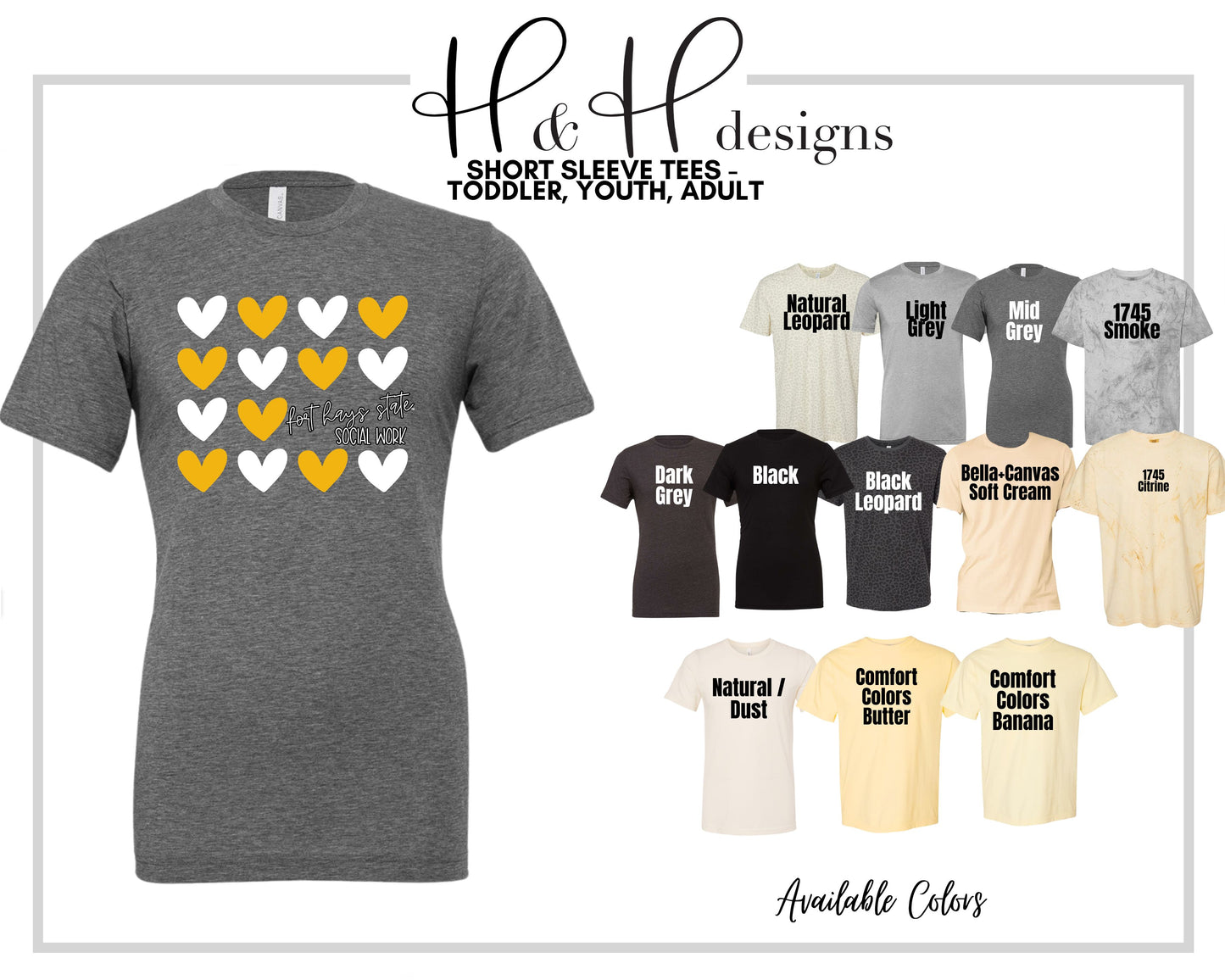 Fort Hays State Social Work Repeat Hearts ~ Licensed Apparel ~ HHFHSU137