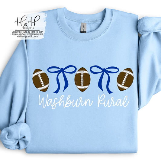 Washburn Rural Coquette Football Bows