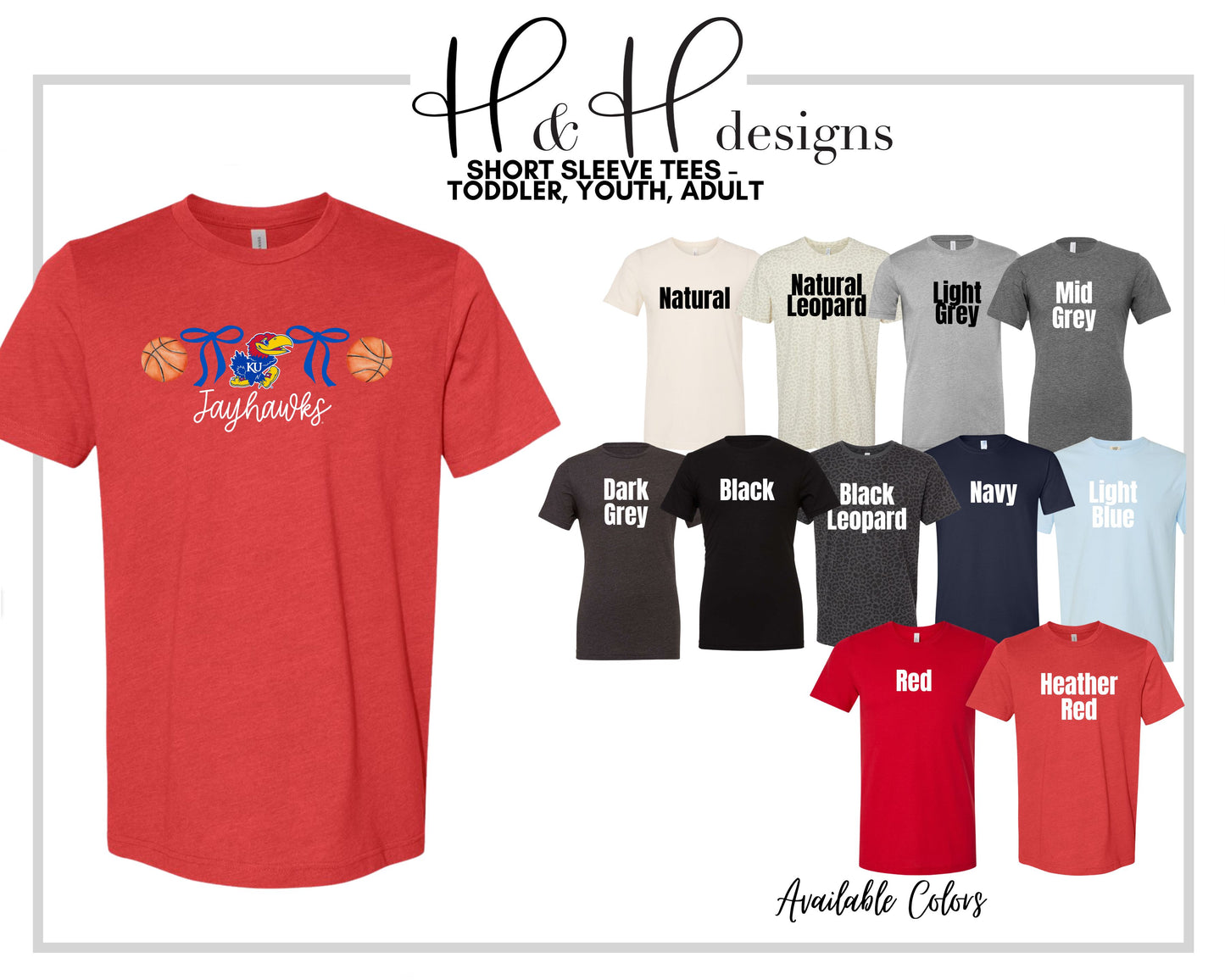 Jayhawks Coquette Basketball Bows ~ Licensed Apparel ~ HHKU158