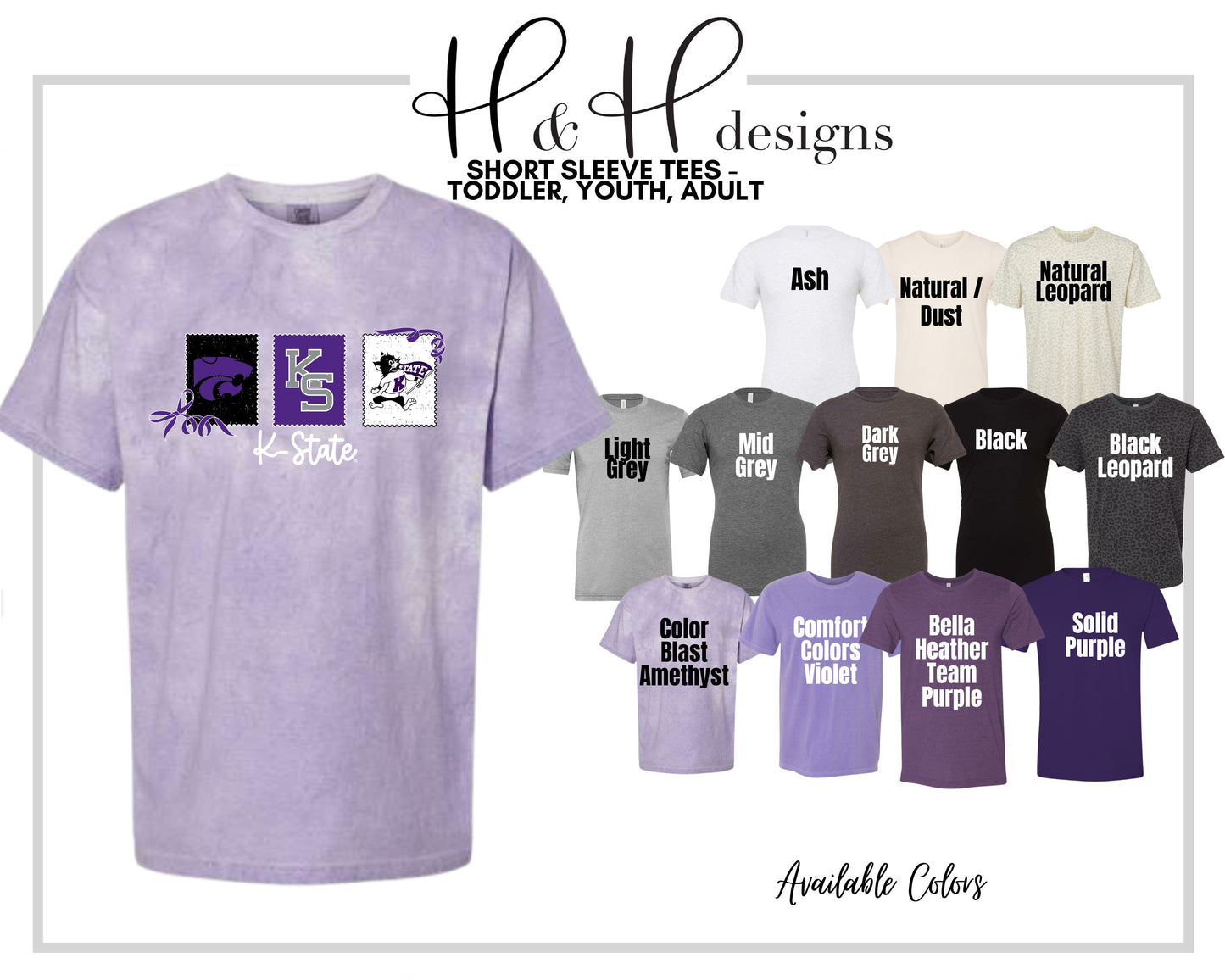 K-State Stamps and Bows ~ Licensed Apparel ~ HHKSU193
