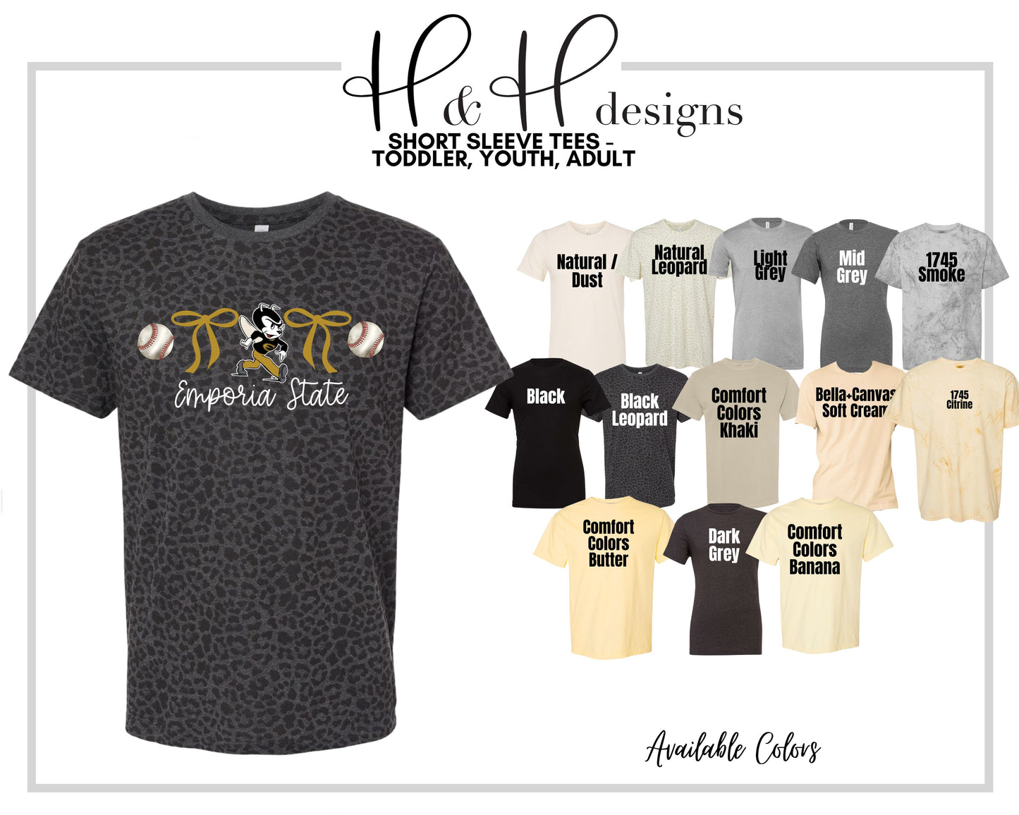 Emporia State Coquette Baseball Bows ~ Licensed Apparel ~ HHESU136