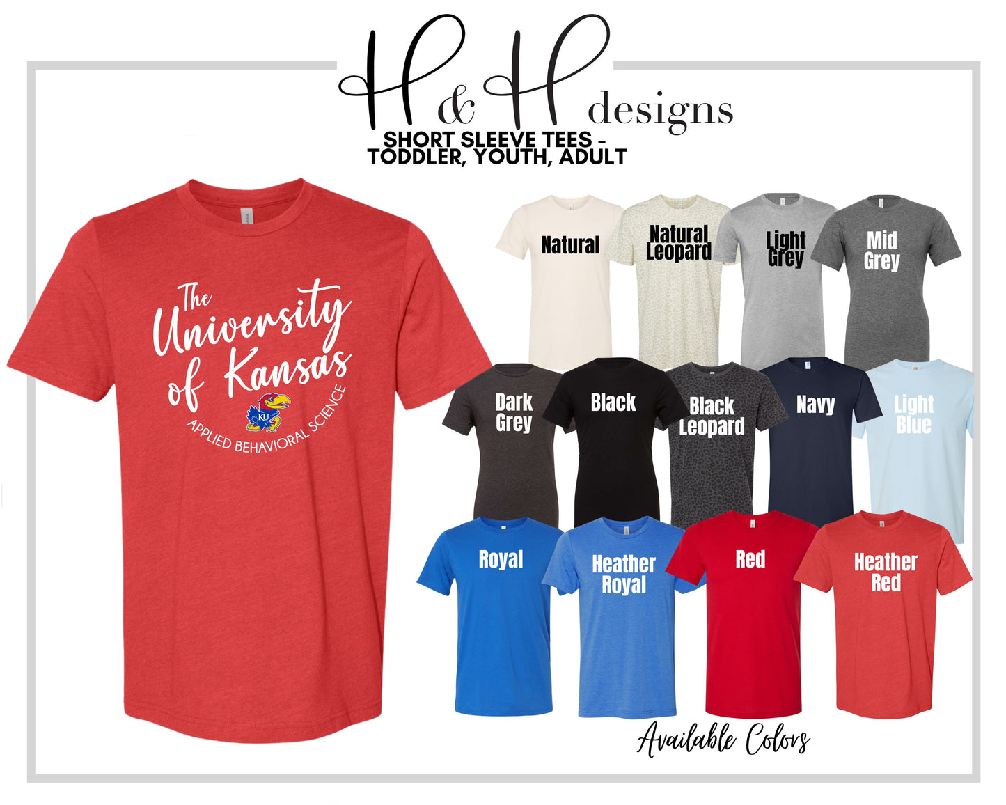 The Unversity of Kansas Applied Behavioral Science Round Script ~ Licensed Apparel ~ HHKU187