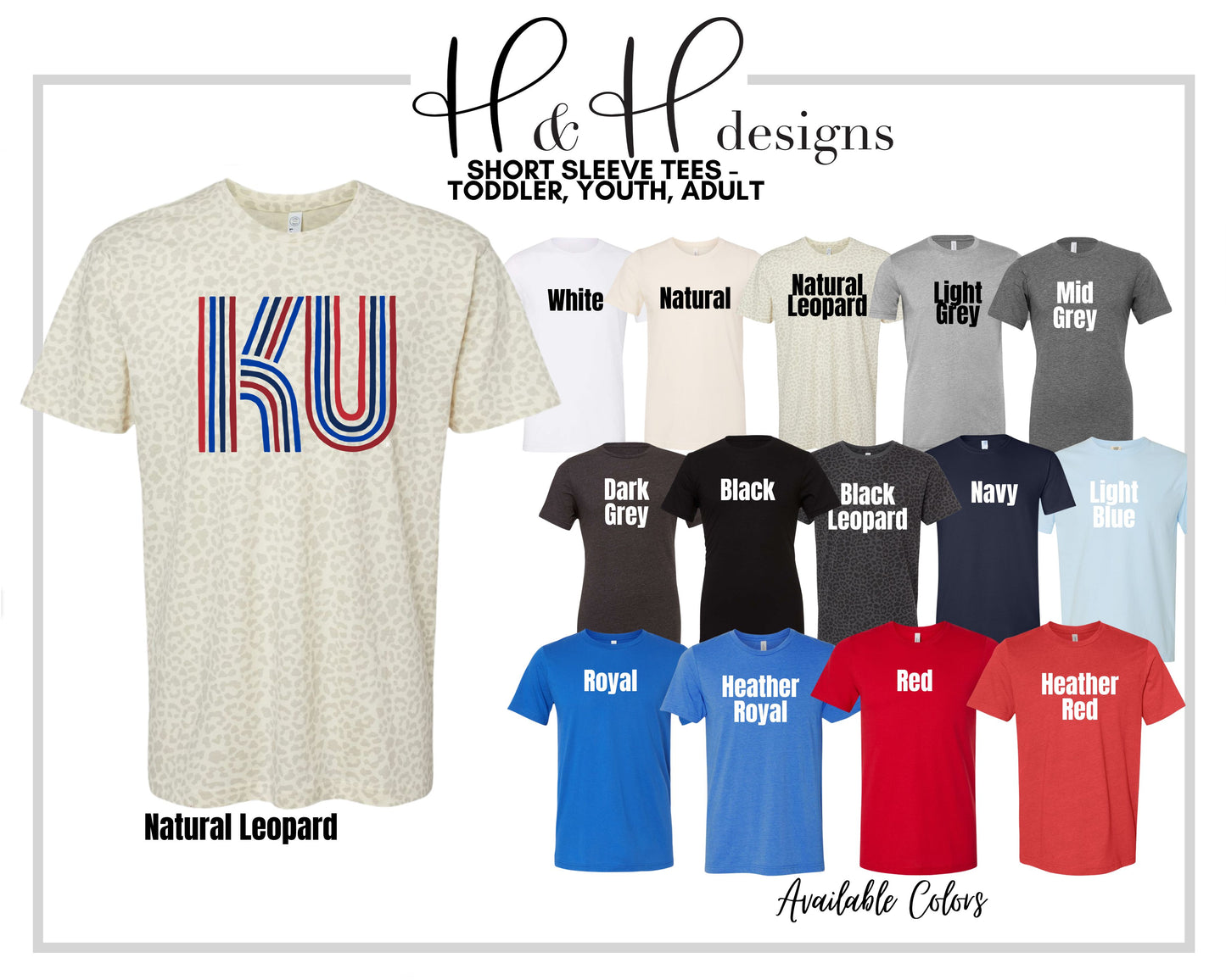 KU Lined Initials - Red & blue~ Licensed Apparel ~ HHKU122