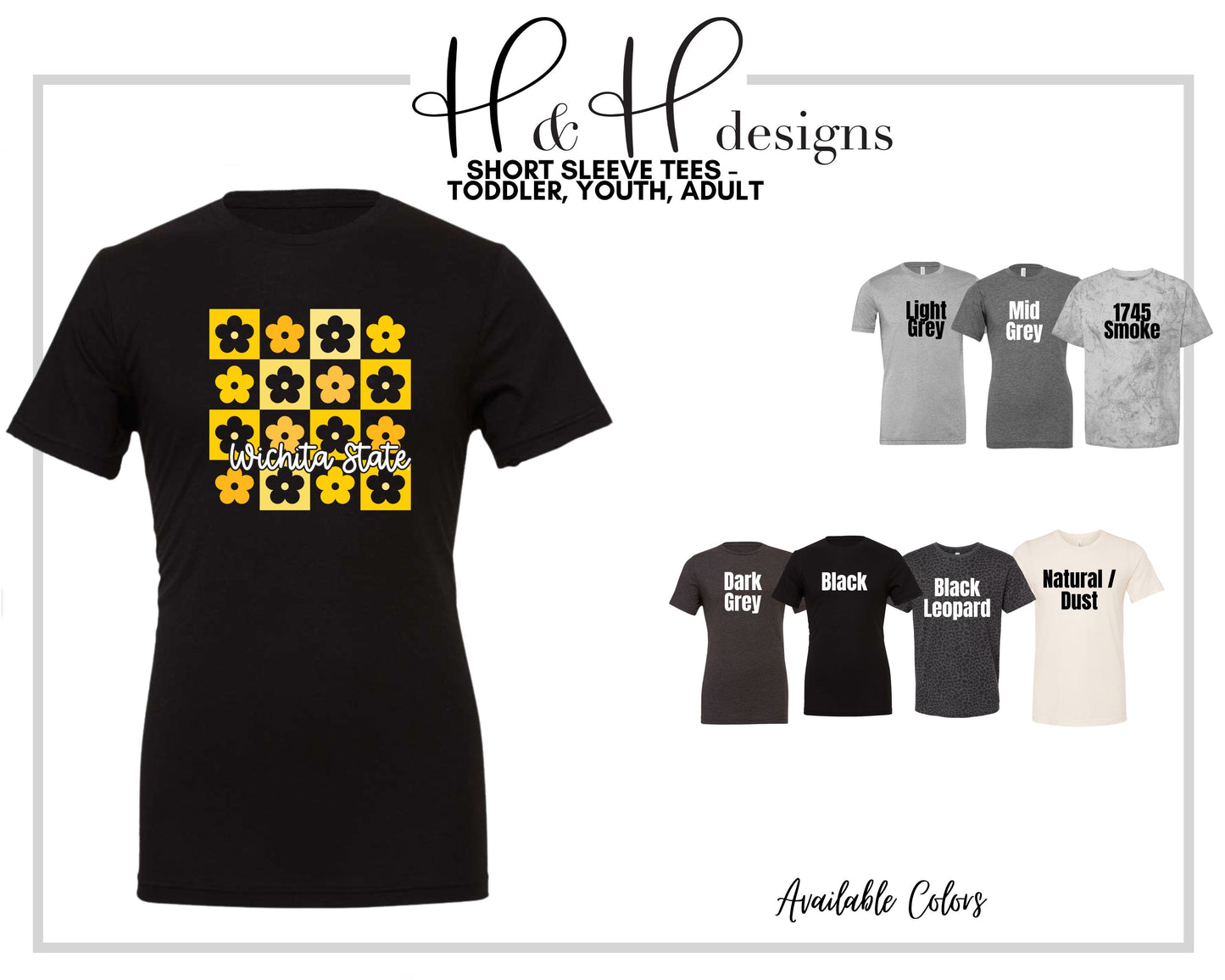 Wichita State Daisy Block ~ Licensed Apparel ~ HHWSU104