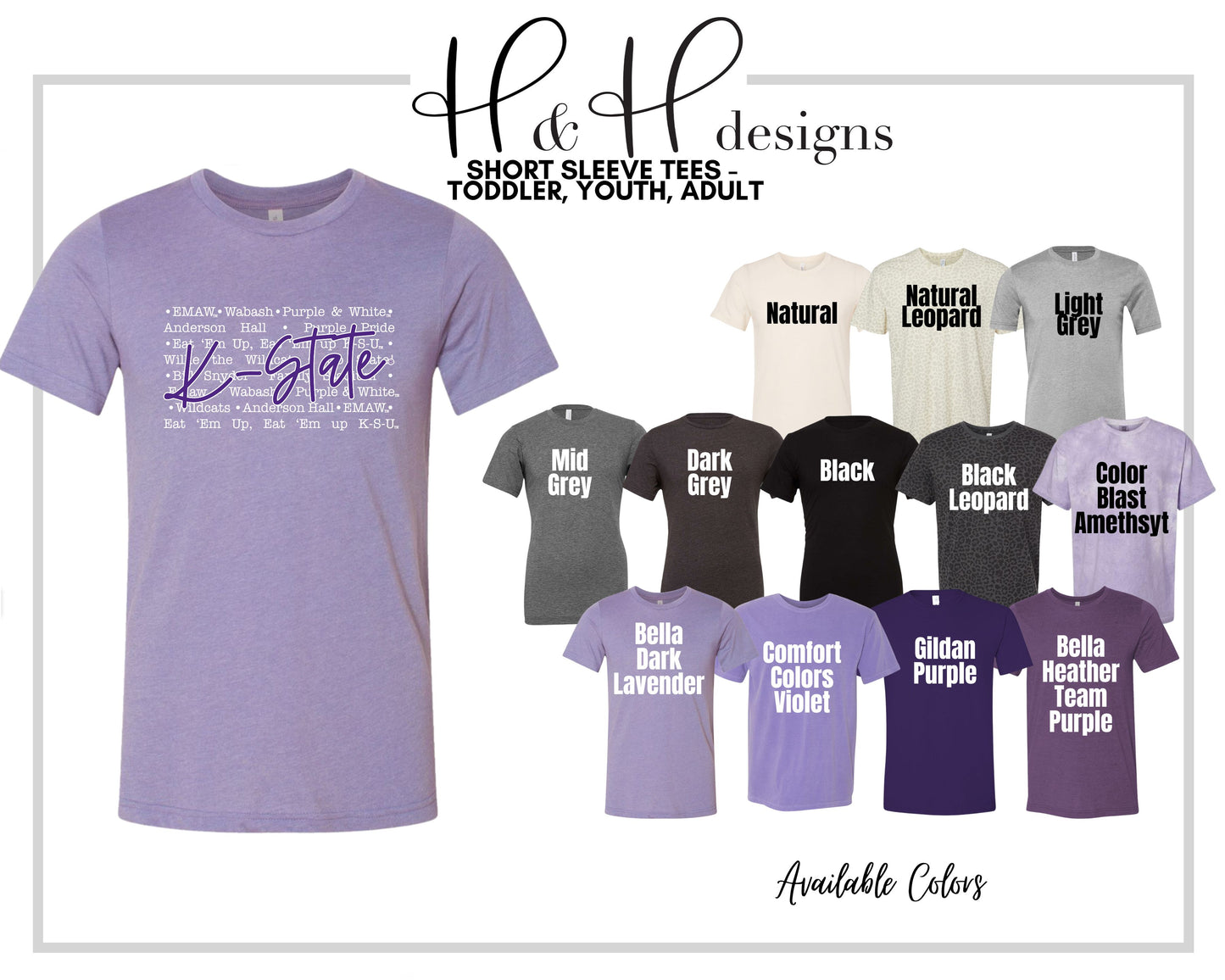 K-State Typography ~ HHKSU146 ~ Licensed K-State Apparel