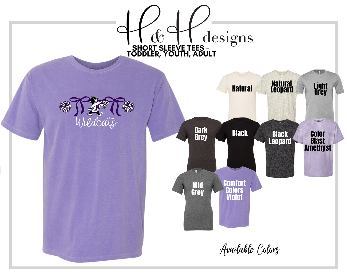 K-State Coquette Pom Poms Bows ~ Licensed Apparel ~ HHKSU190