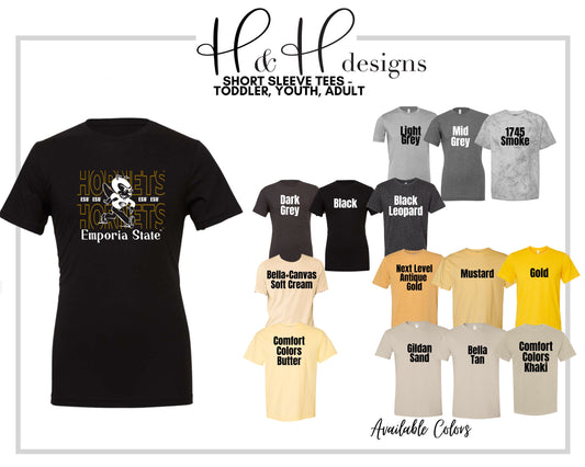 Emporia State Hornets Hallow Outline ~ Licensed Apparel ~ HHESU143