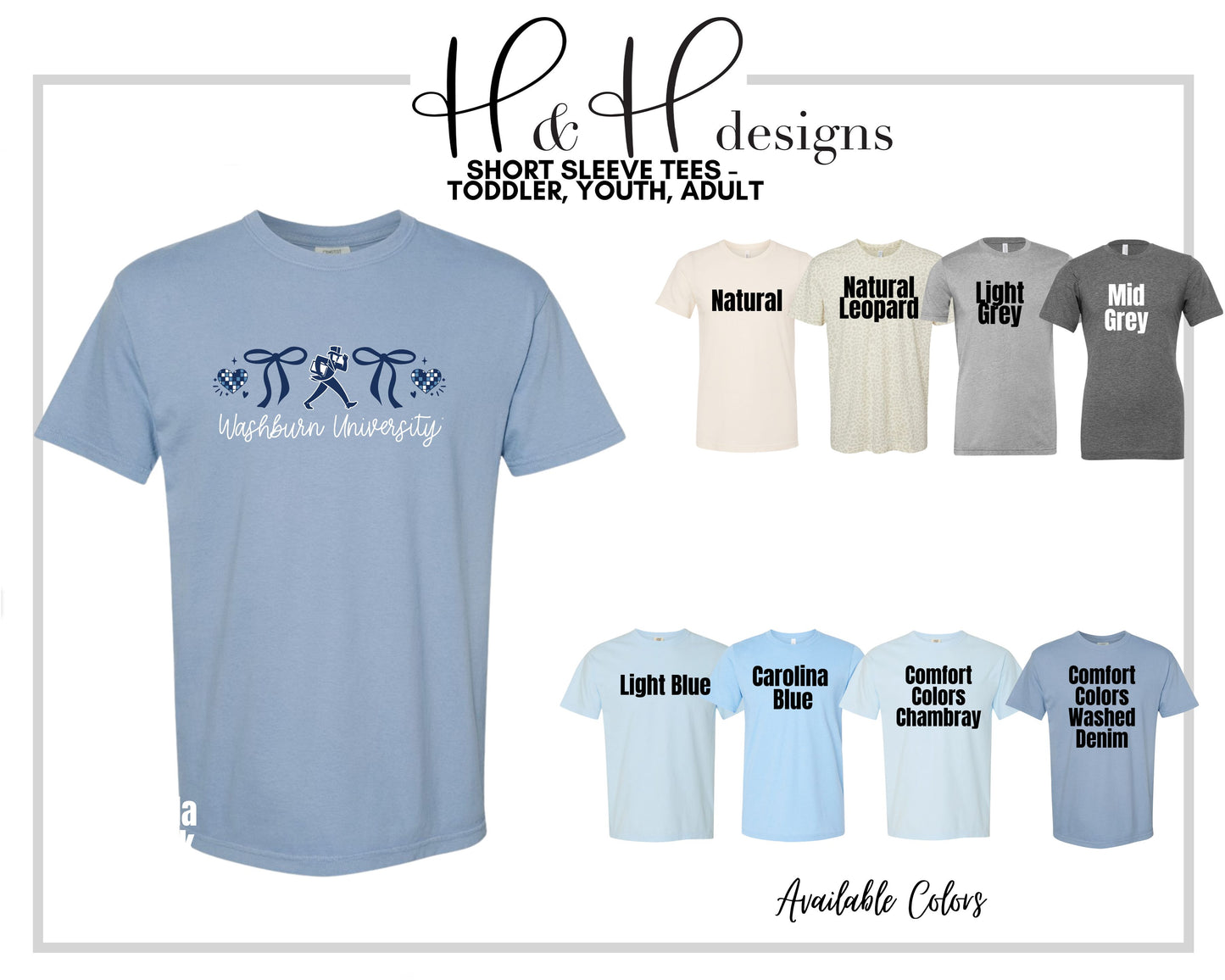 Washburn University Hearts Coquette Bows  ~ Licensed Apparel ~ HHWU215