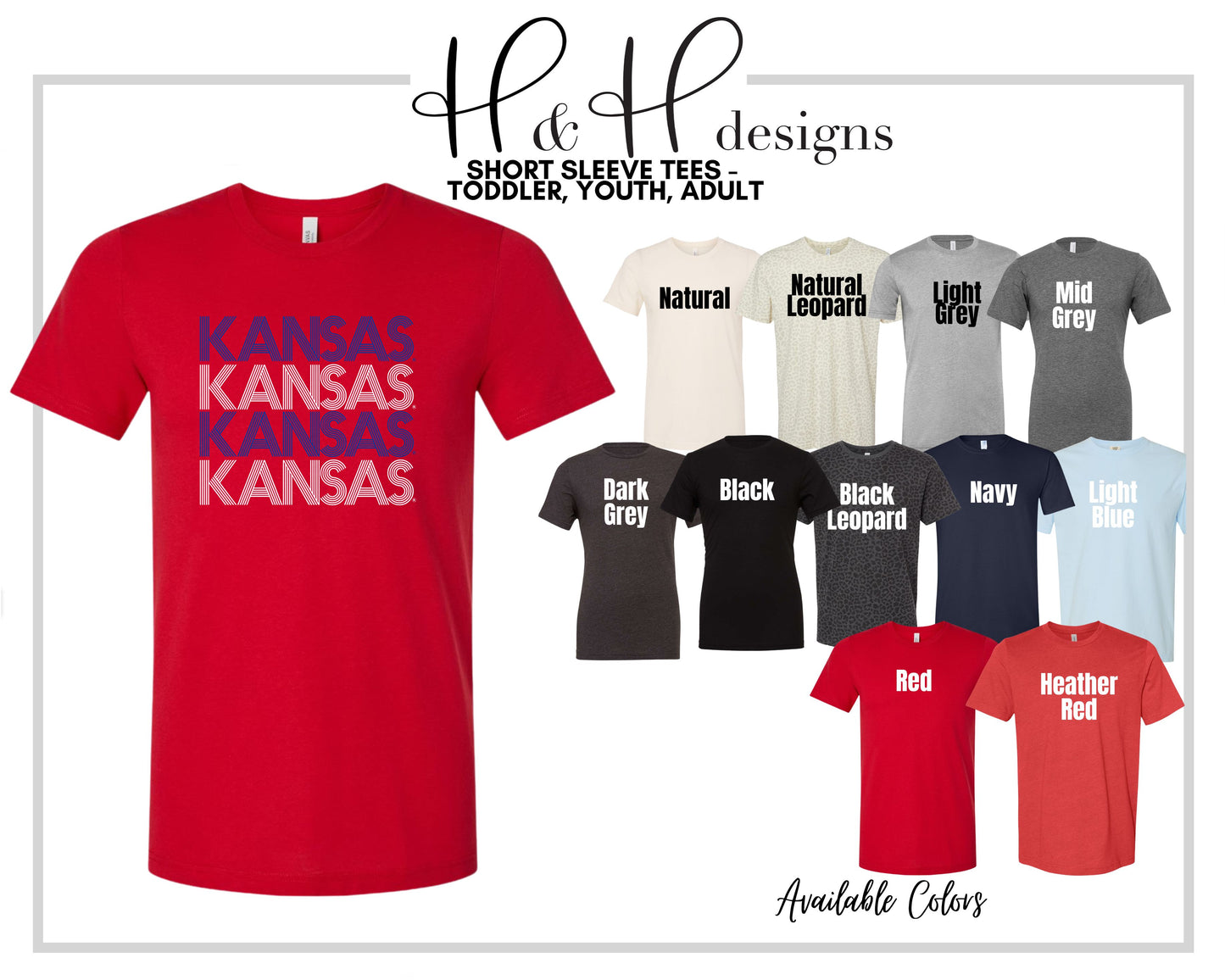 Blue & White Kansas Prisma Stack~ Licensed Apparel ~ HHKU106