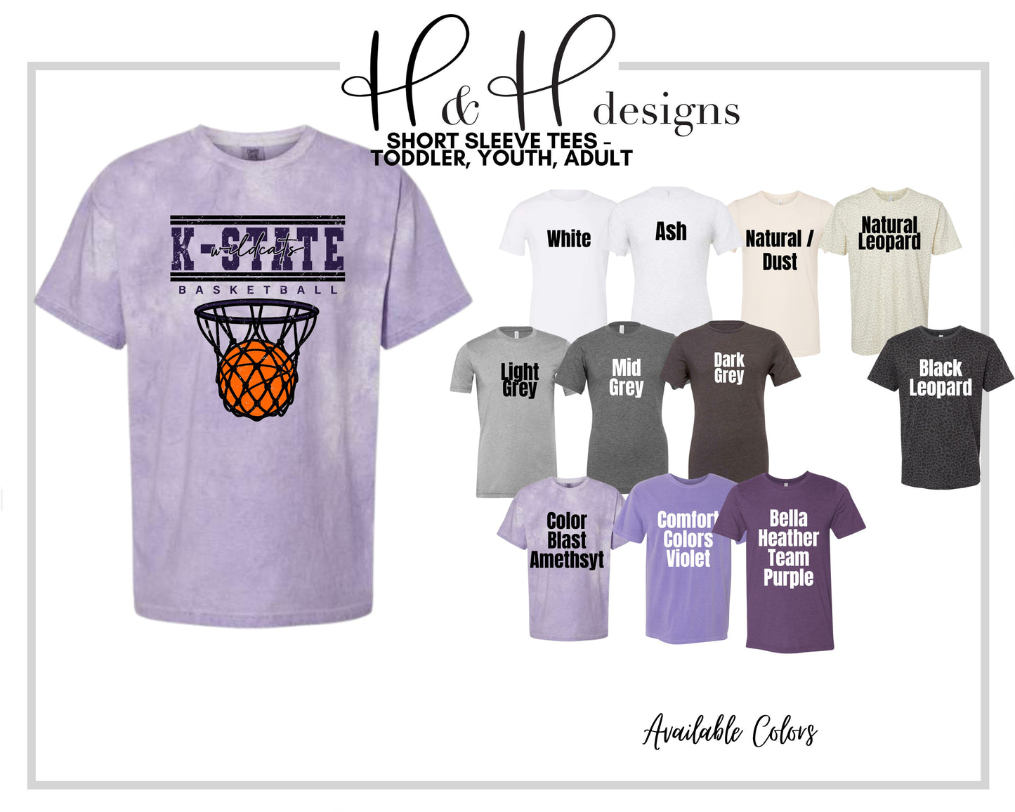 K-State Wildcats Double Lined Basketball ~ Licensed Apparel ~ HHKSU207