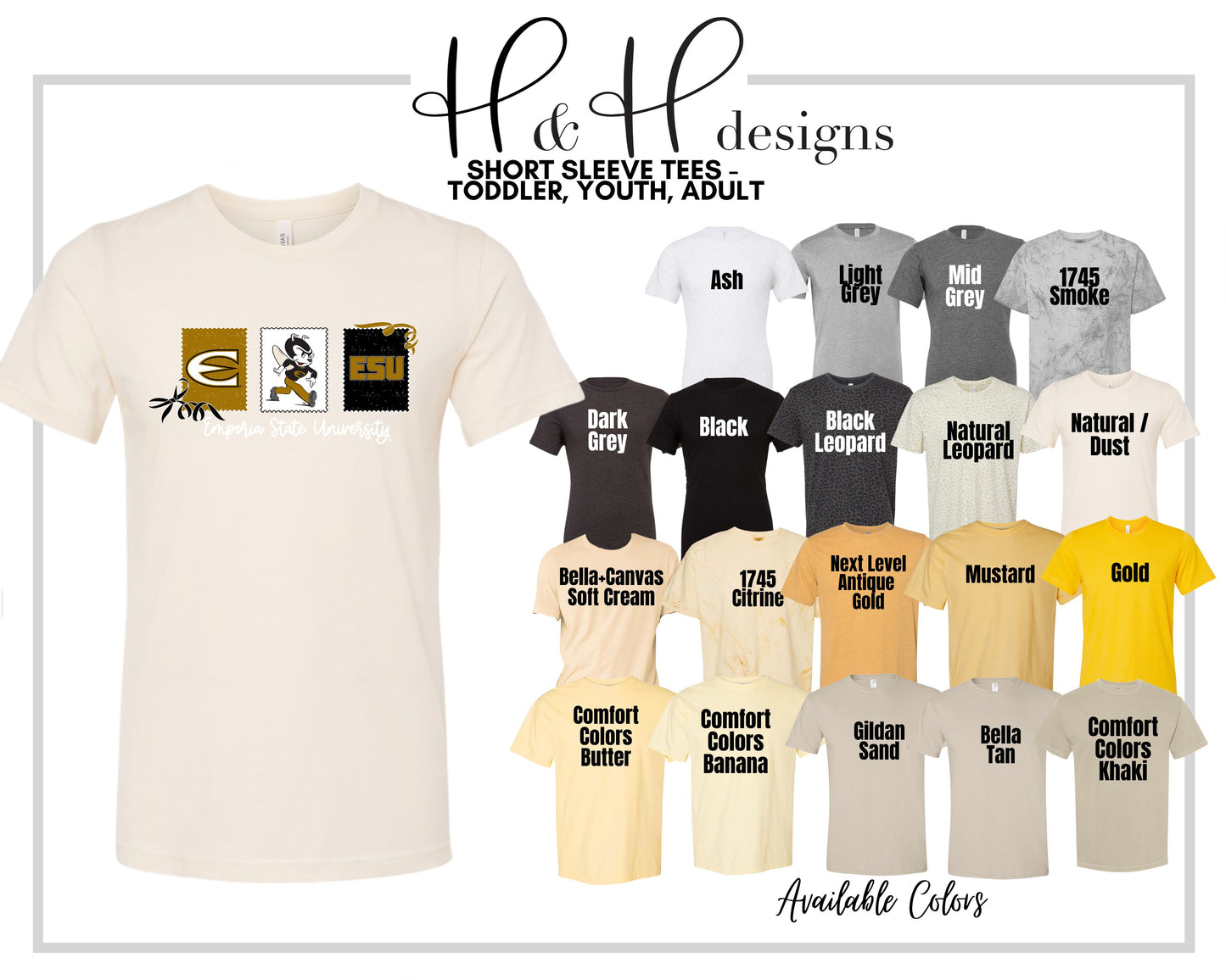 Emporia State University Stamps and Bows ~ Licensed Apparel ~ HHESU138