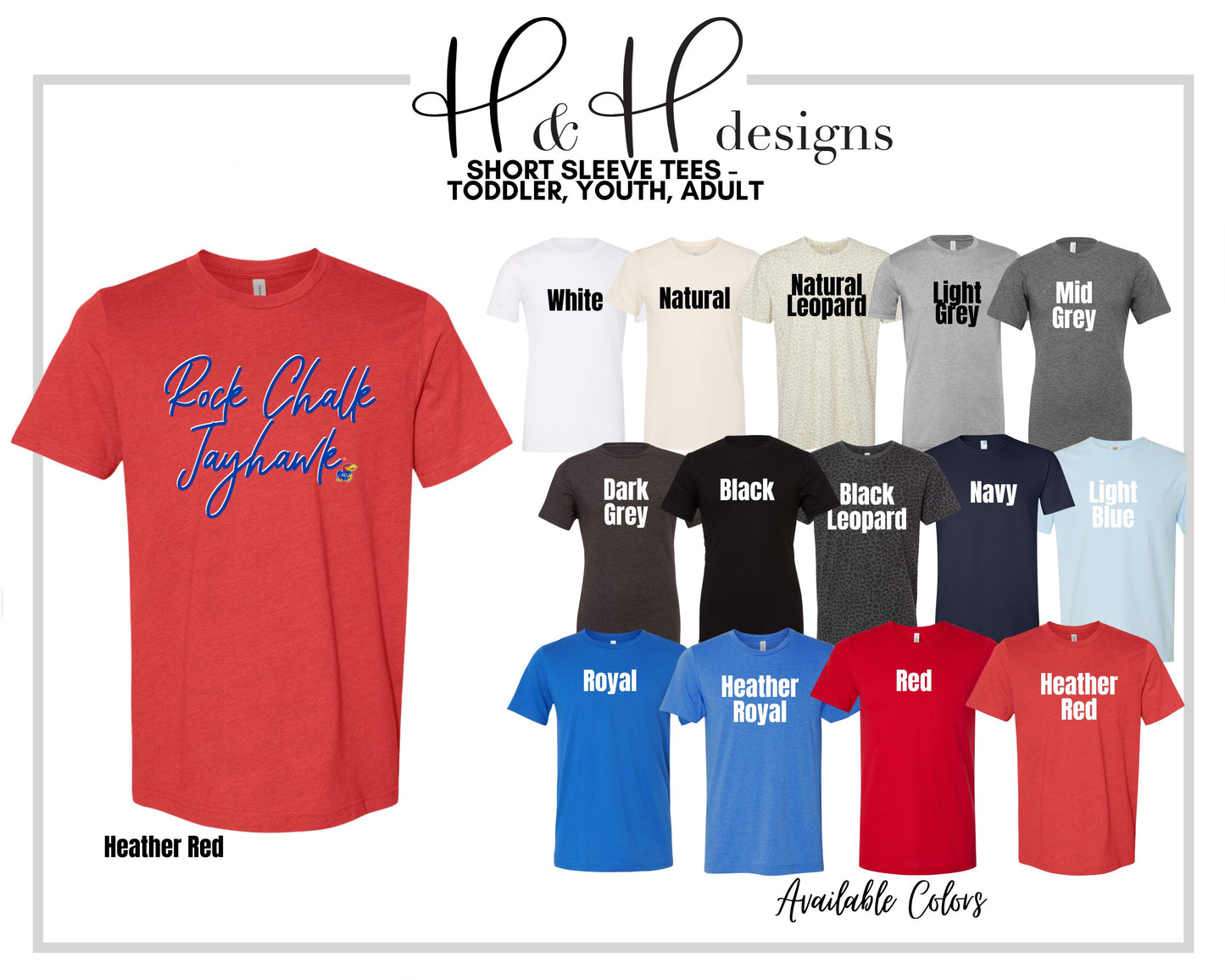 Rock Chalk Jayhawk Script Stack ~ Licensed Apparel ~ HHKU113